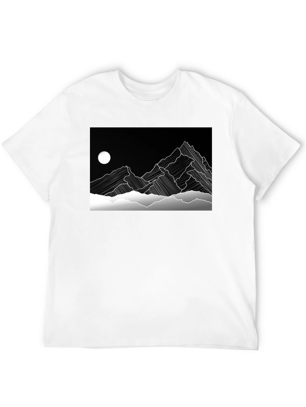 Abstract Mountain Graphic Black T-Shirt