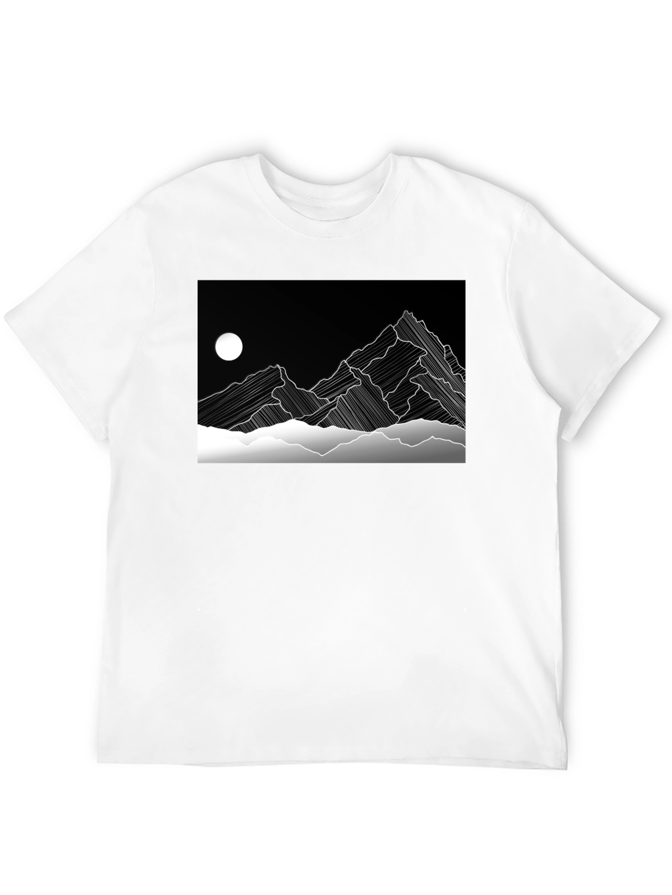 Abstract Mountain Graphic Black T-Shirt