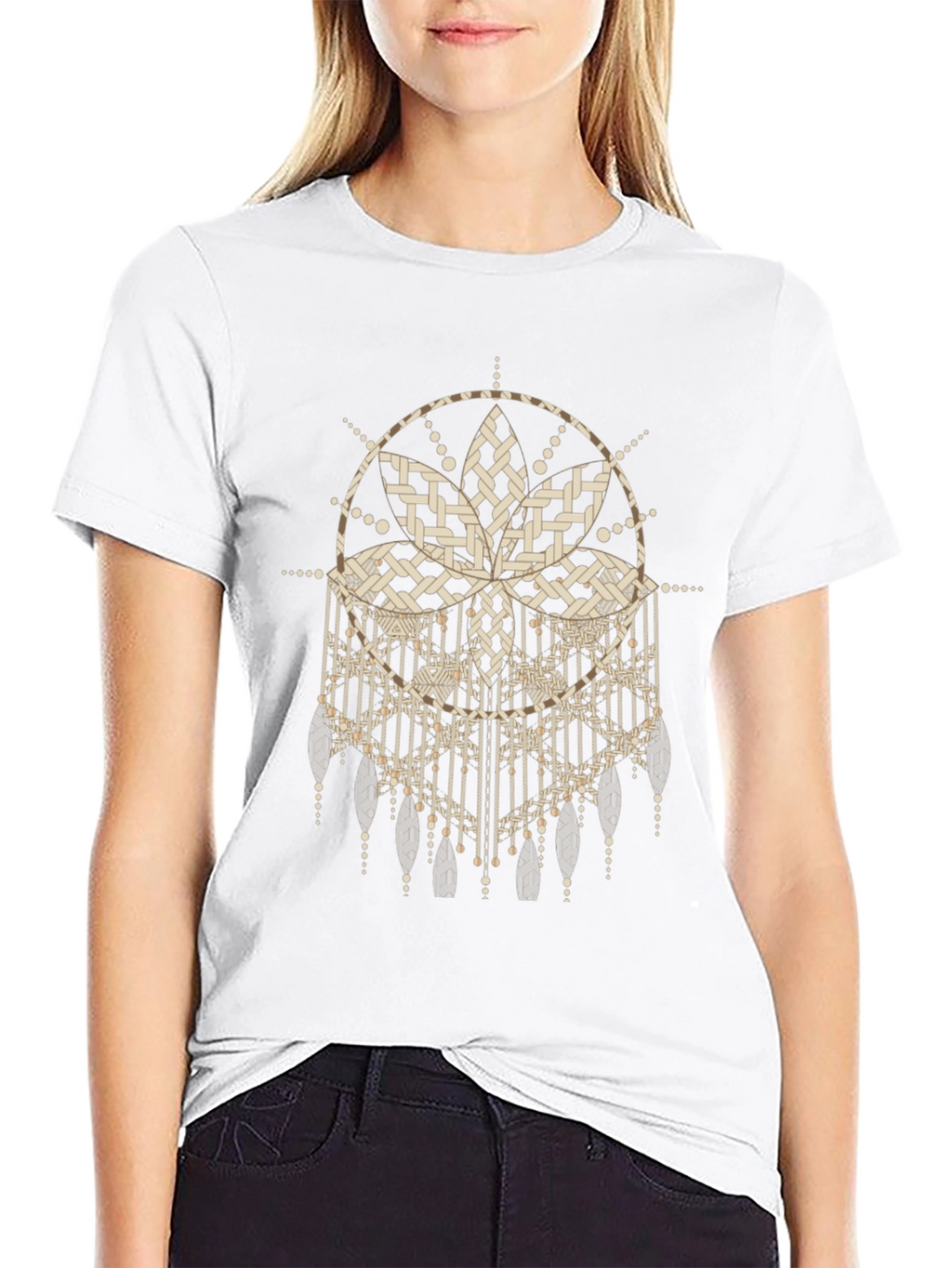 Abstract Dreamcatcher Graphic Black Tee