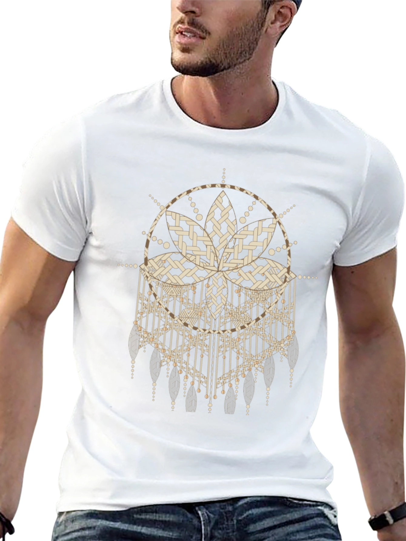 Abstract Dreamcatcher Graphic Black Tee