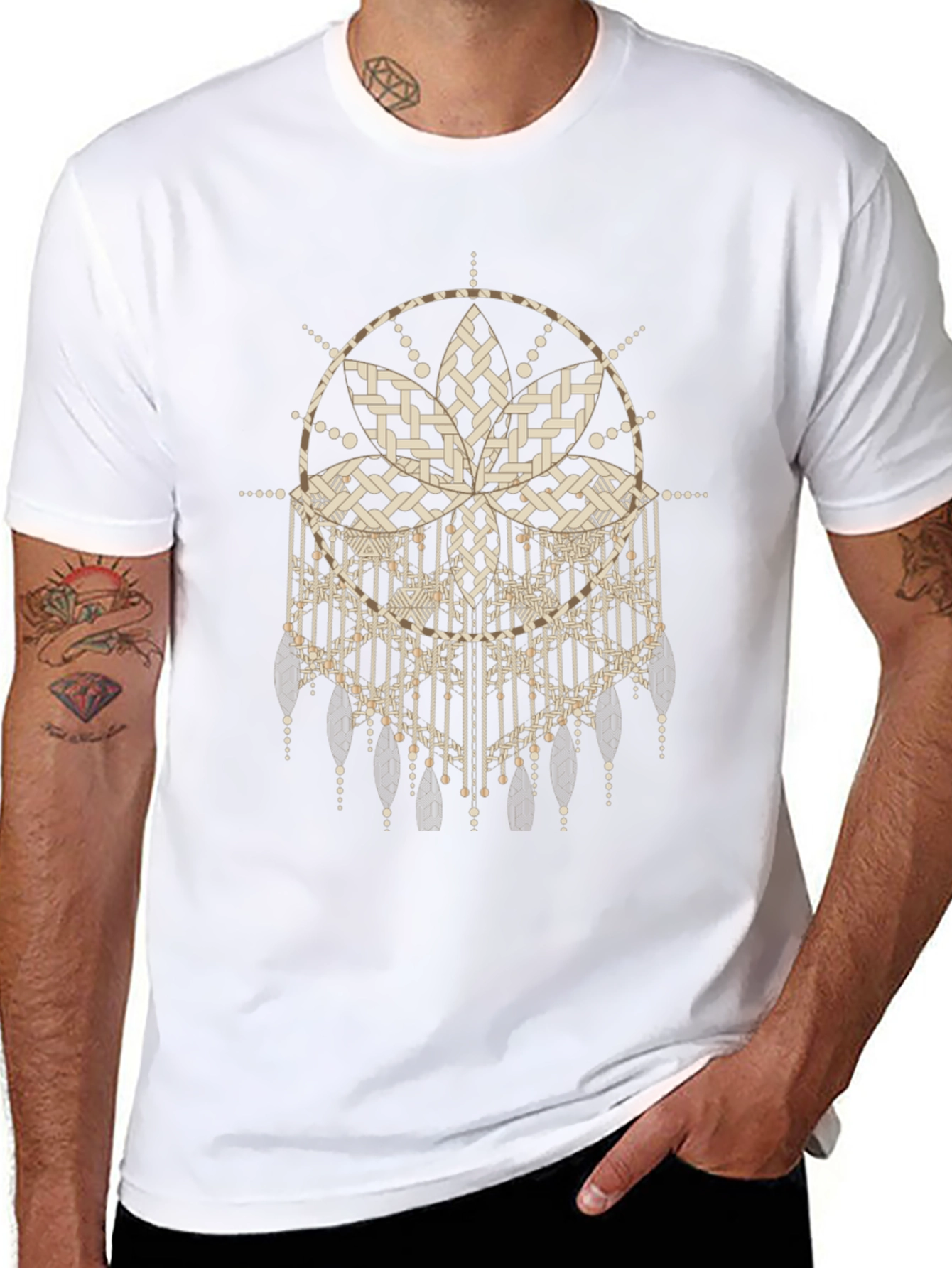 Abstract Dreamcatcher Graphic Black Tee