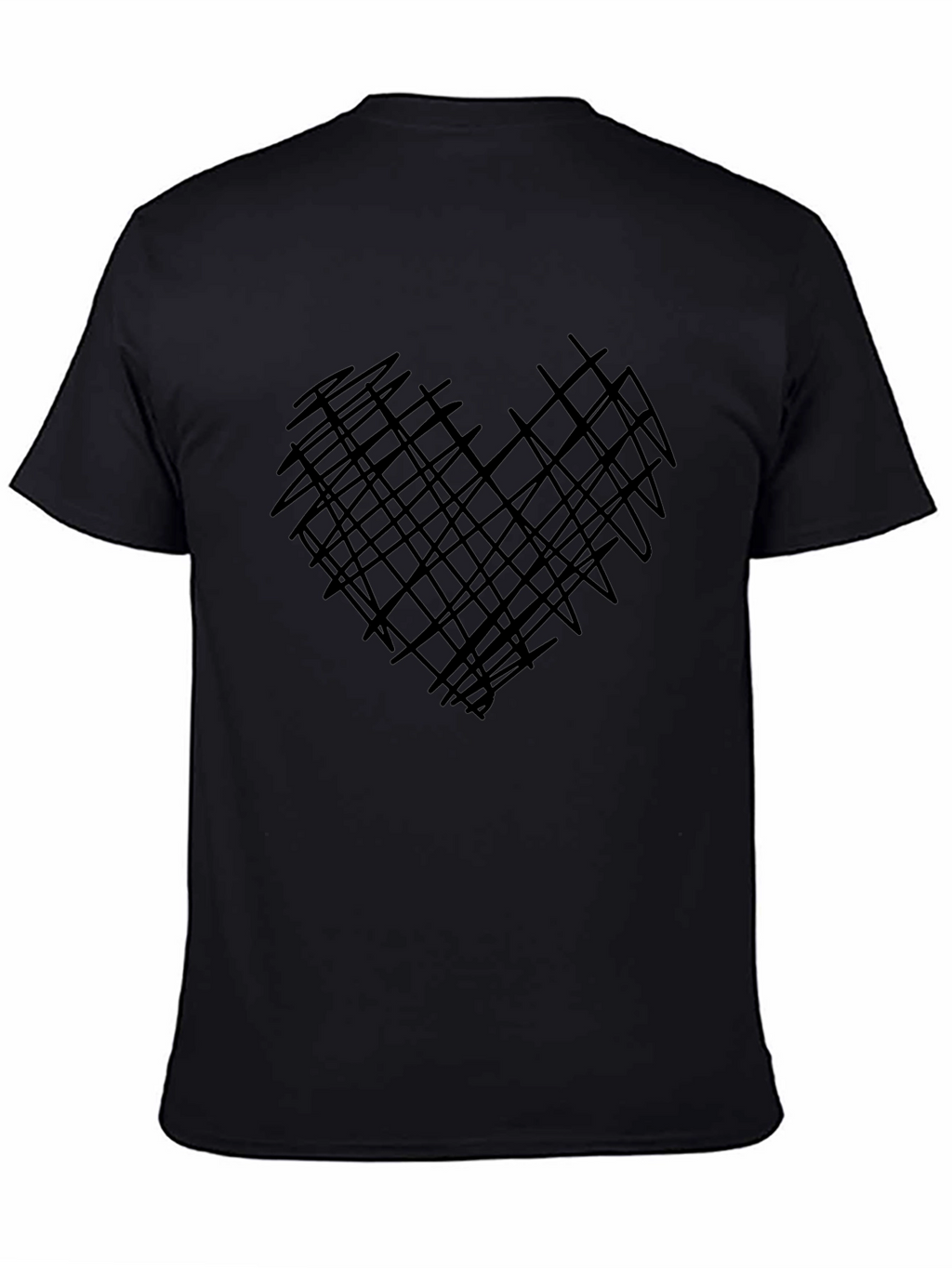 Abstract Heart Graphic Mens Black Tee