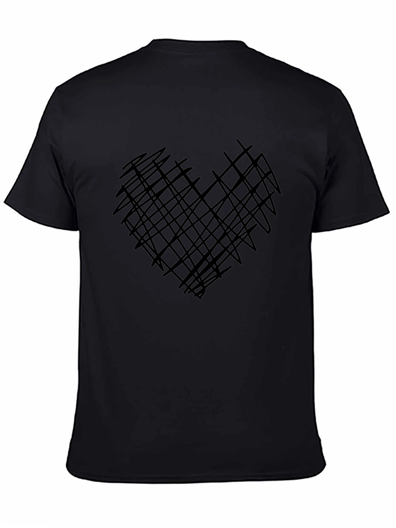 Abstract Heart Graphic Mens Black Tee