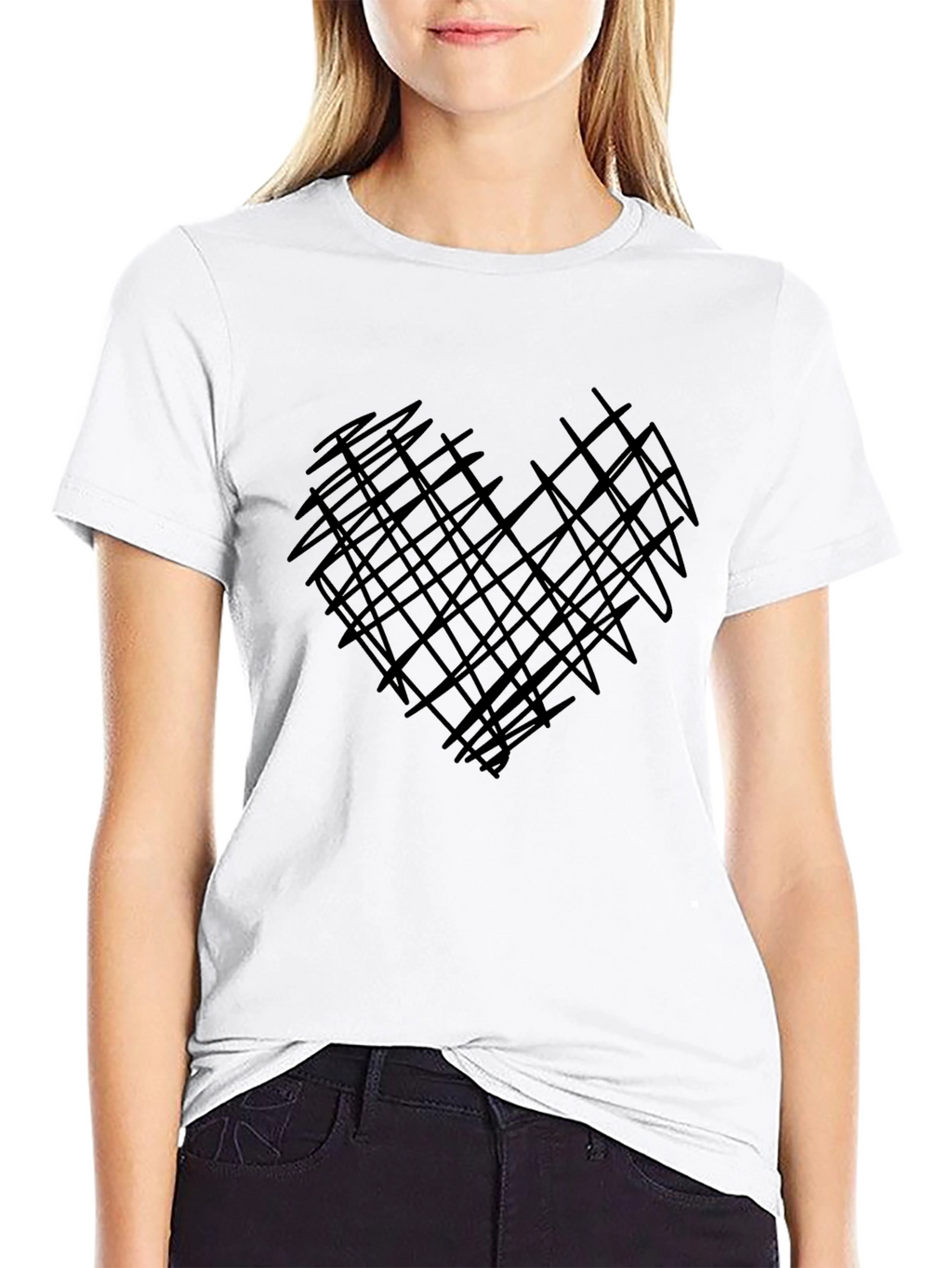 Abstract Heart Graphic Mens Black Tee