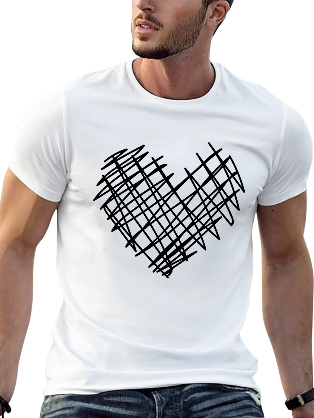 Abstract Heart Graphic Mens Black Tee