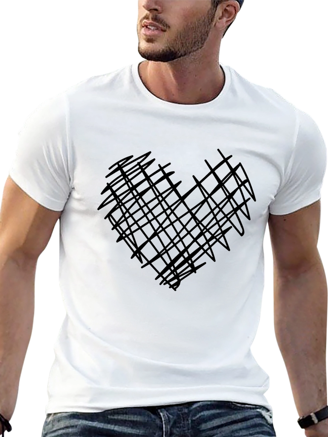 Abstract Heart Graphic Mens Black Tee