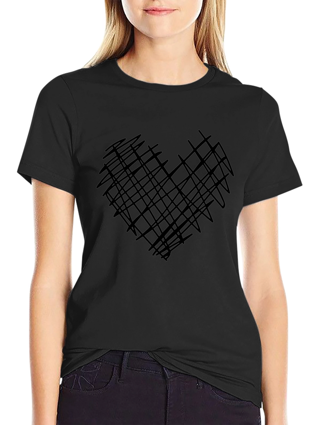 Abstract Heart Graphic Mens Black Tee