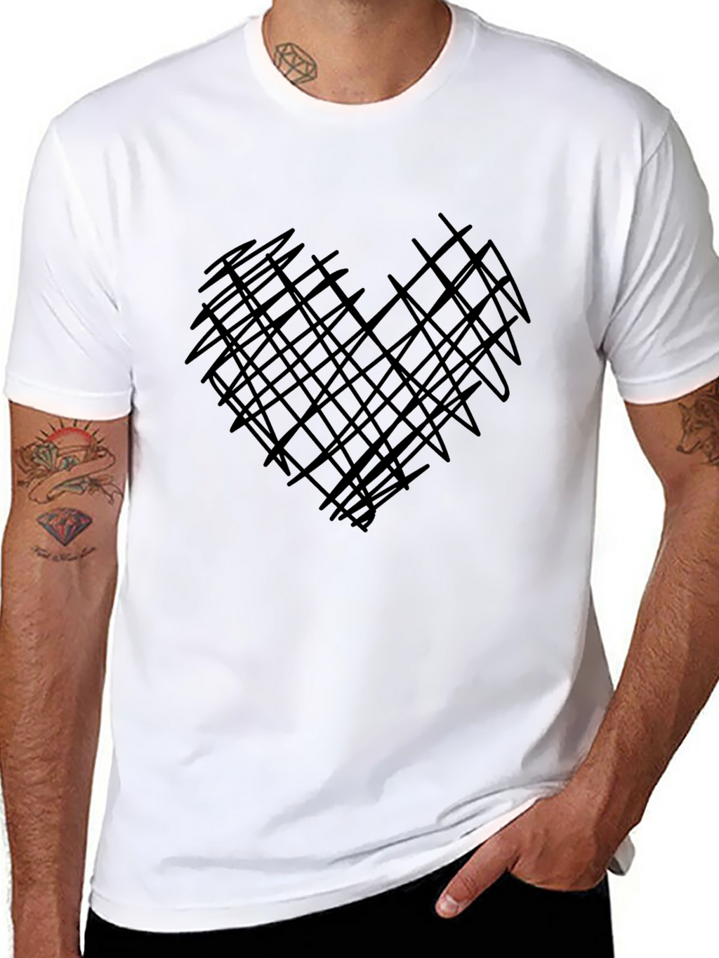 Abstract Heart Graphic Mens Black Tee