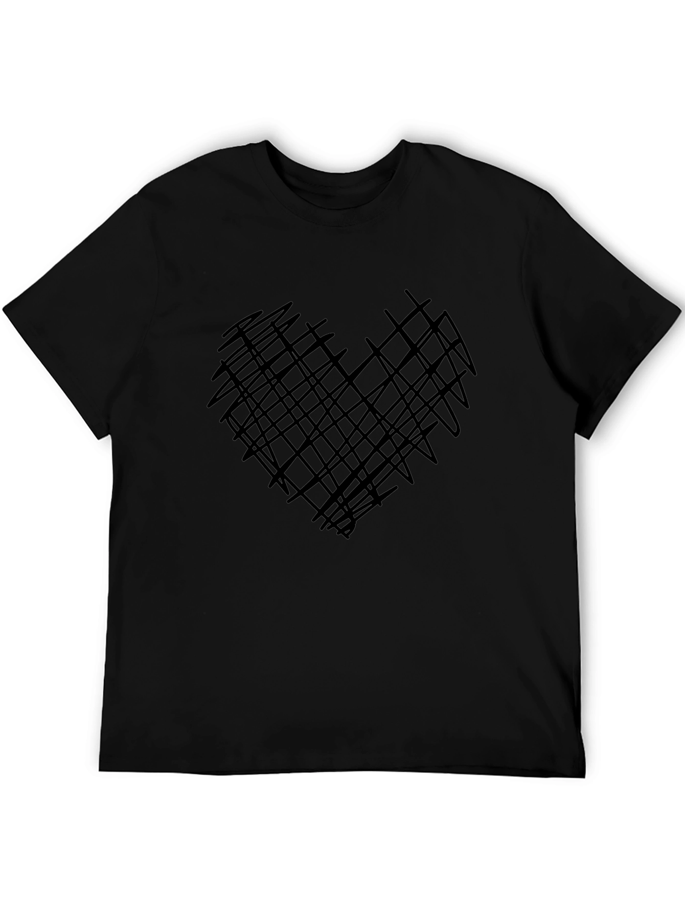 Abstract Heart Graphic Mens Black Tee