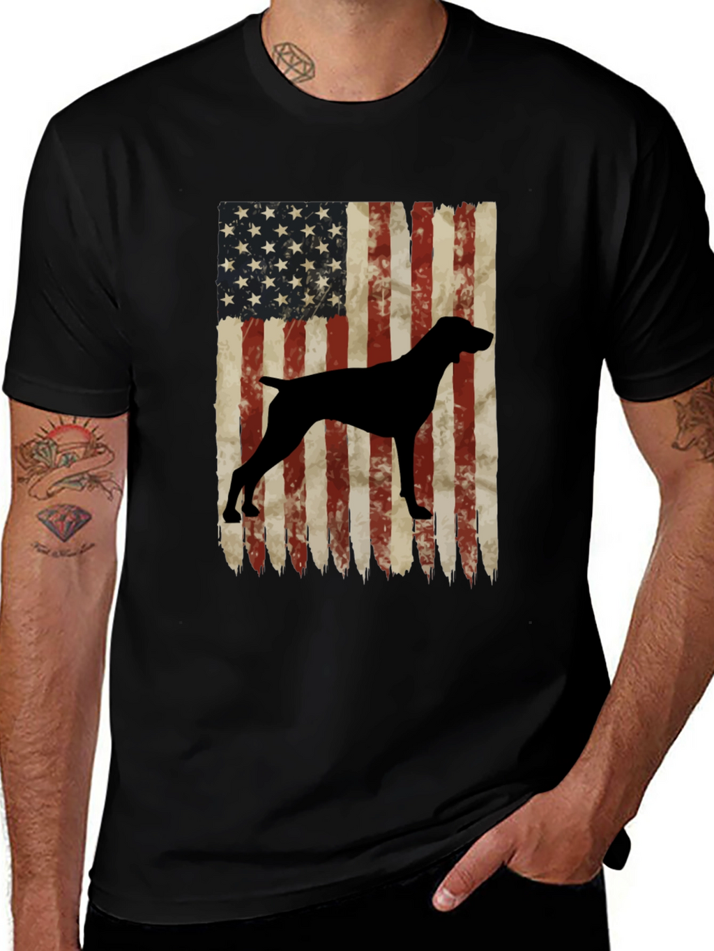 American Flag German Shorthaired Pointer T-Shirt