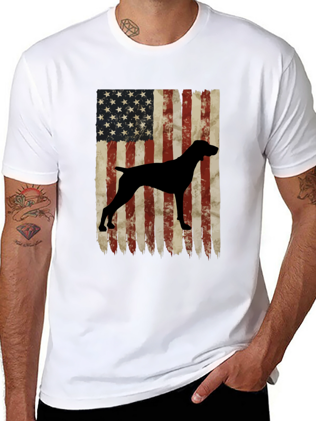 American Flag German Shorthaired Pointer T-Shirt