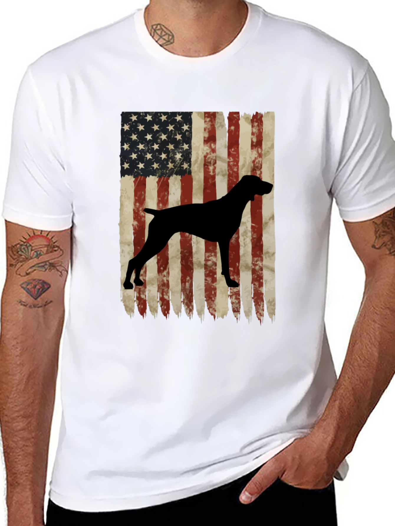 American Flag German Shorthaired Pointer T-Shirt
