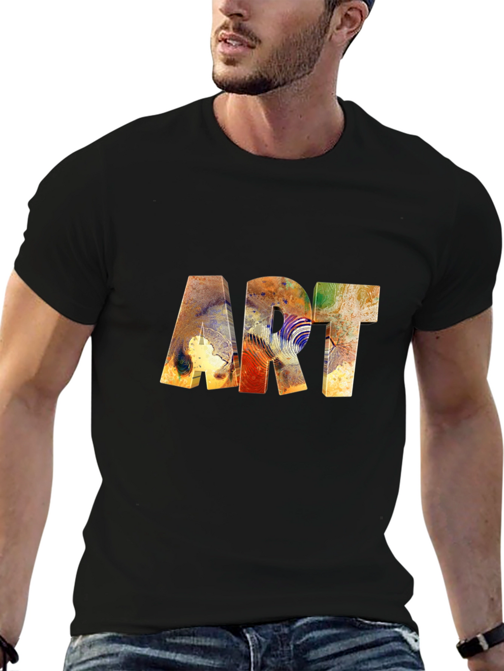 Abstract Art Print Black Tee Shirt