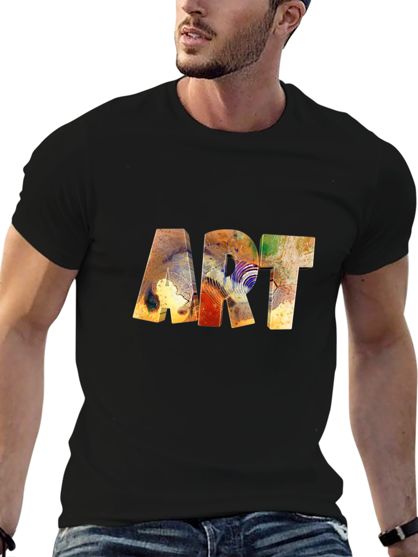 Abstract Art Print Black Tee Shirt