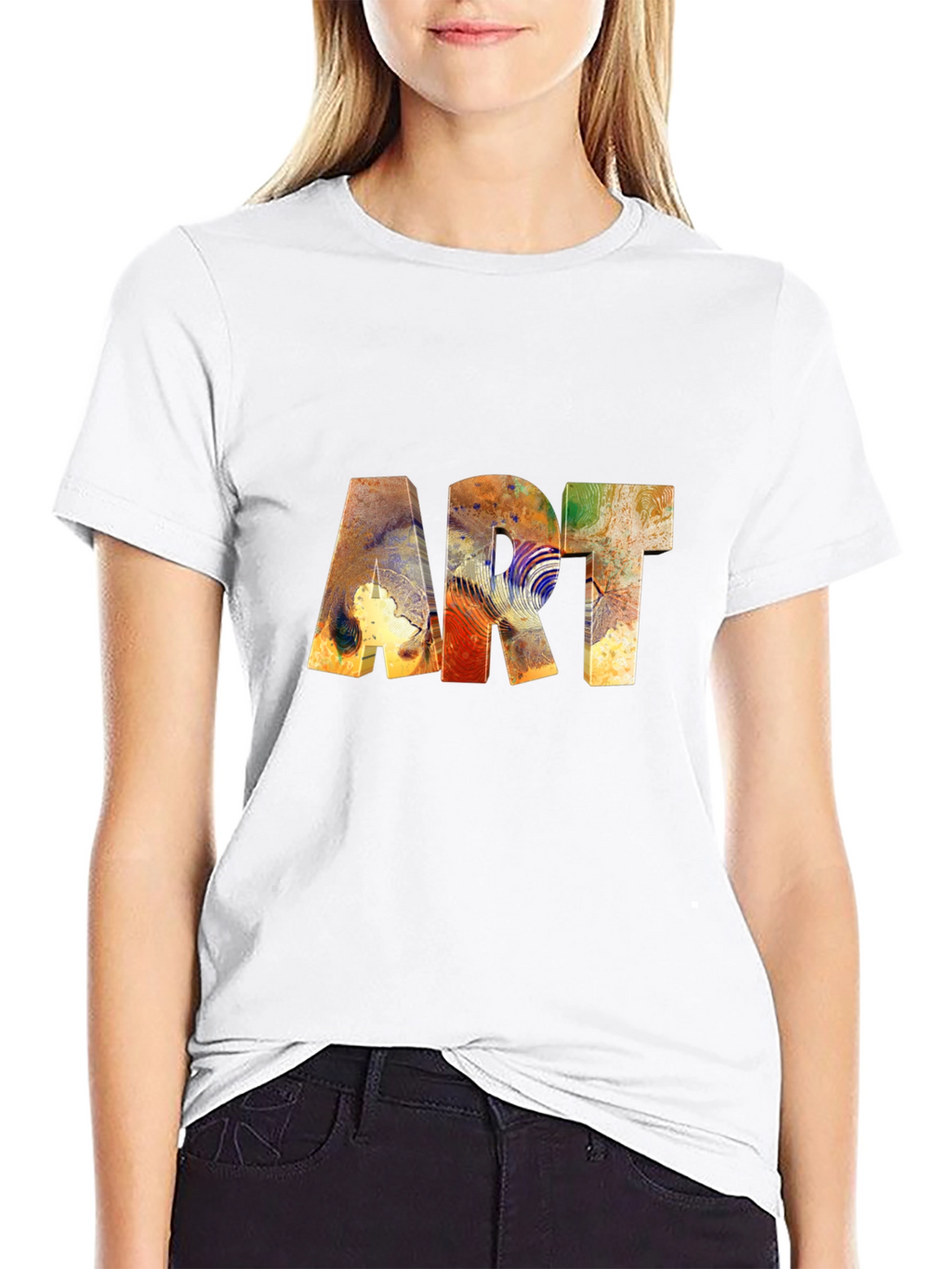 Abstract Art Print Black Tee Shirt