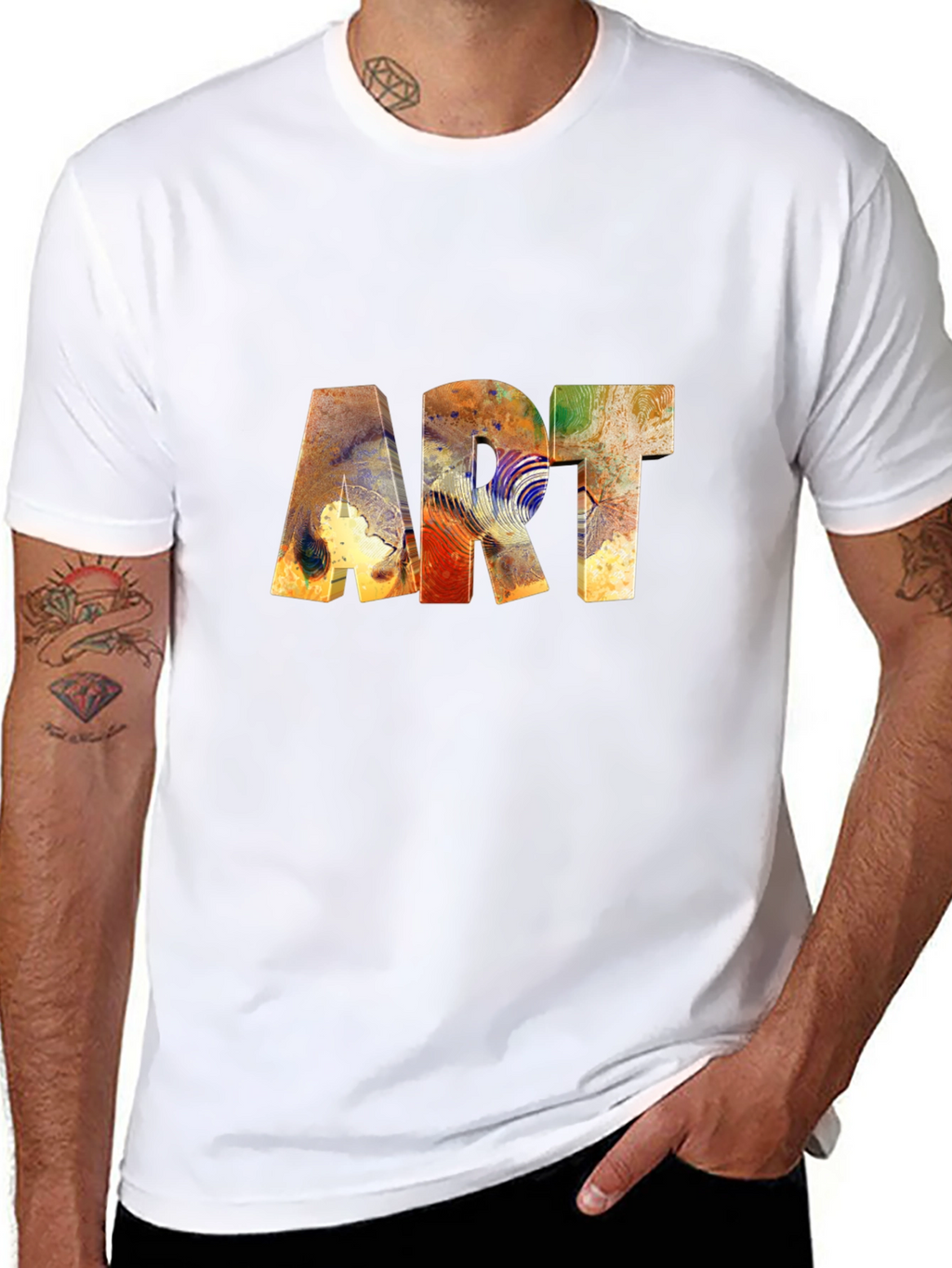 Abstract Art Print Black Tee Shirt