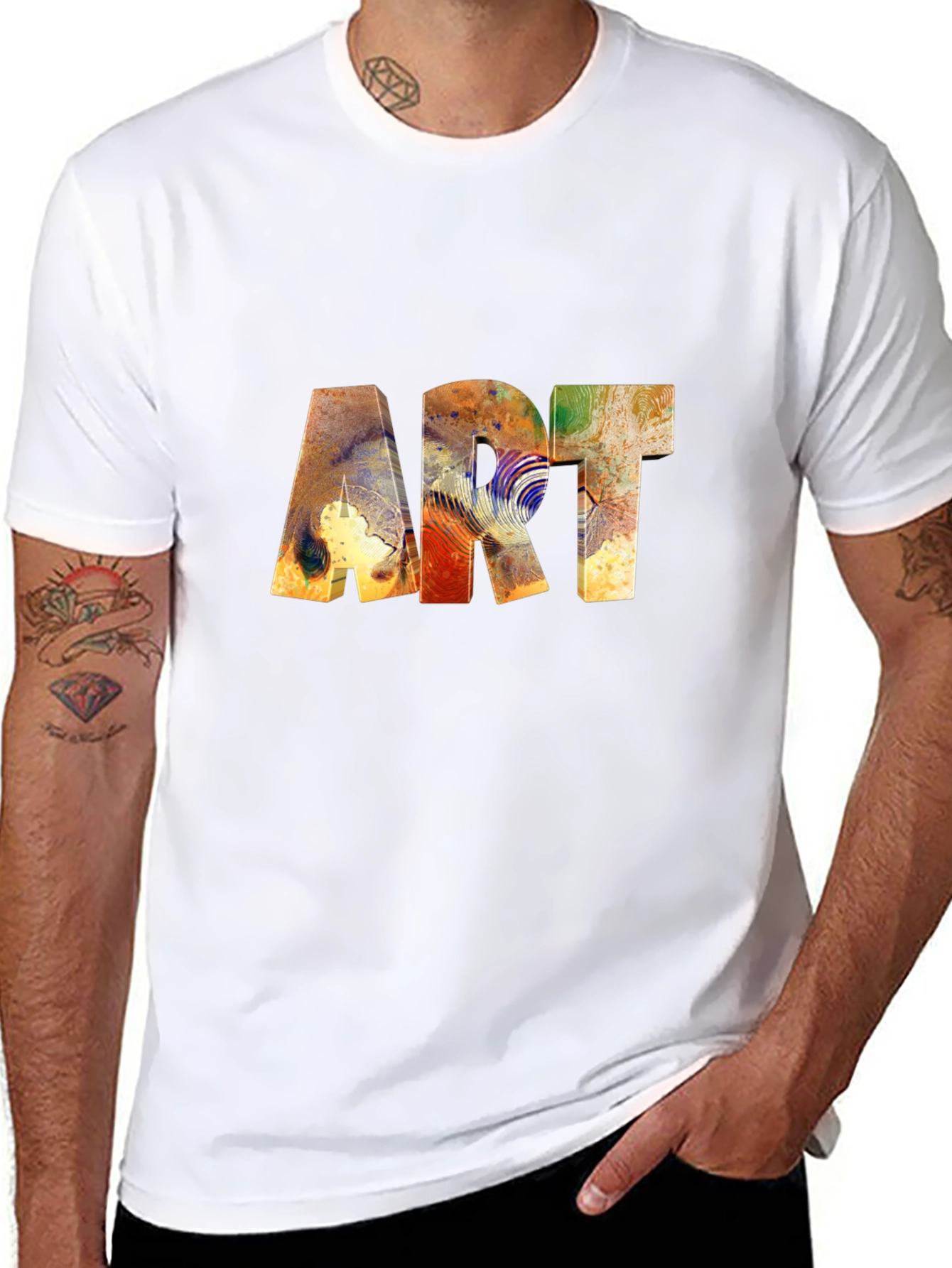 Abstract Art Print Black Tee Shirt