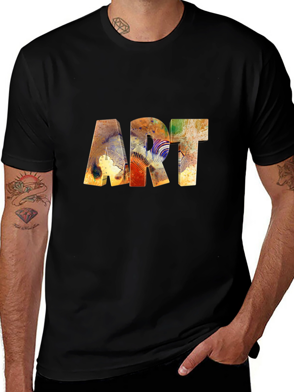Abstract Art Print Black Tee Shirt