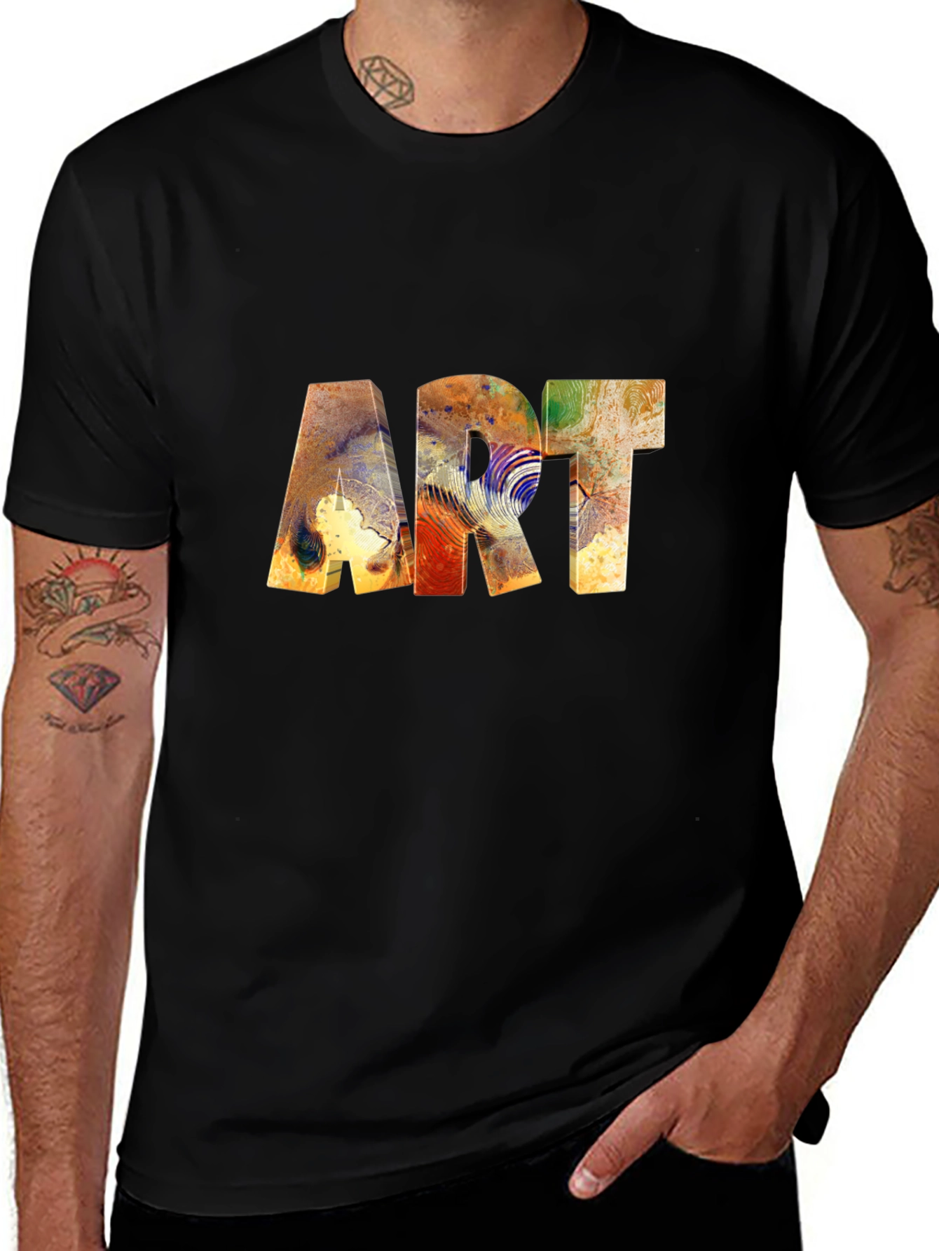 Abstract Art Print Black Tee Shirt