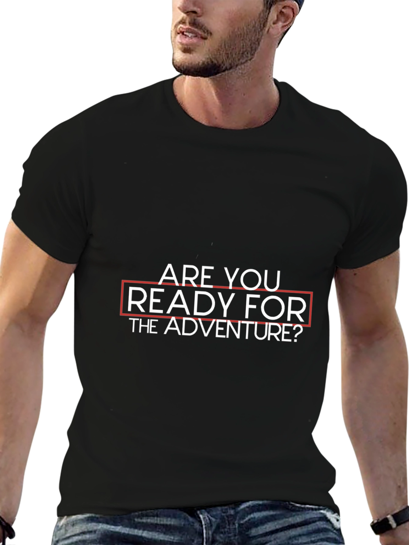 Adventure Ready Graphic Tee - Black Cotton T-Shirt