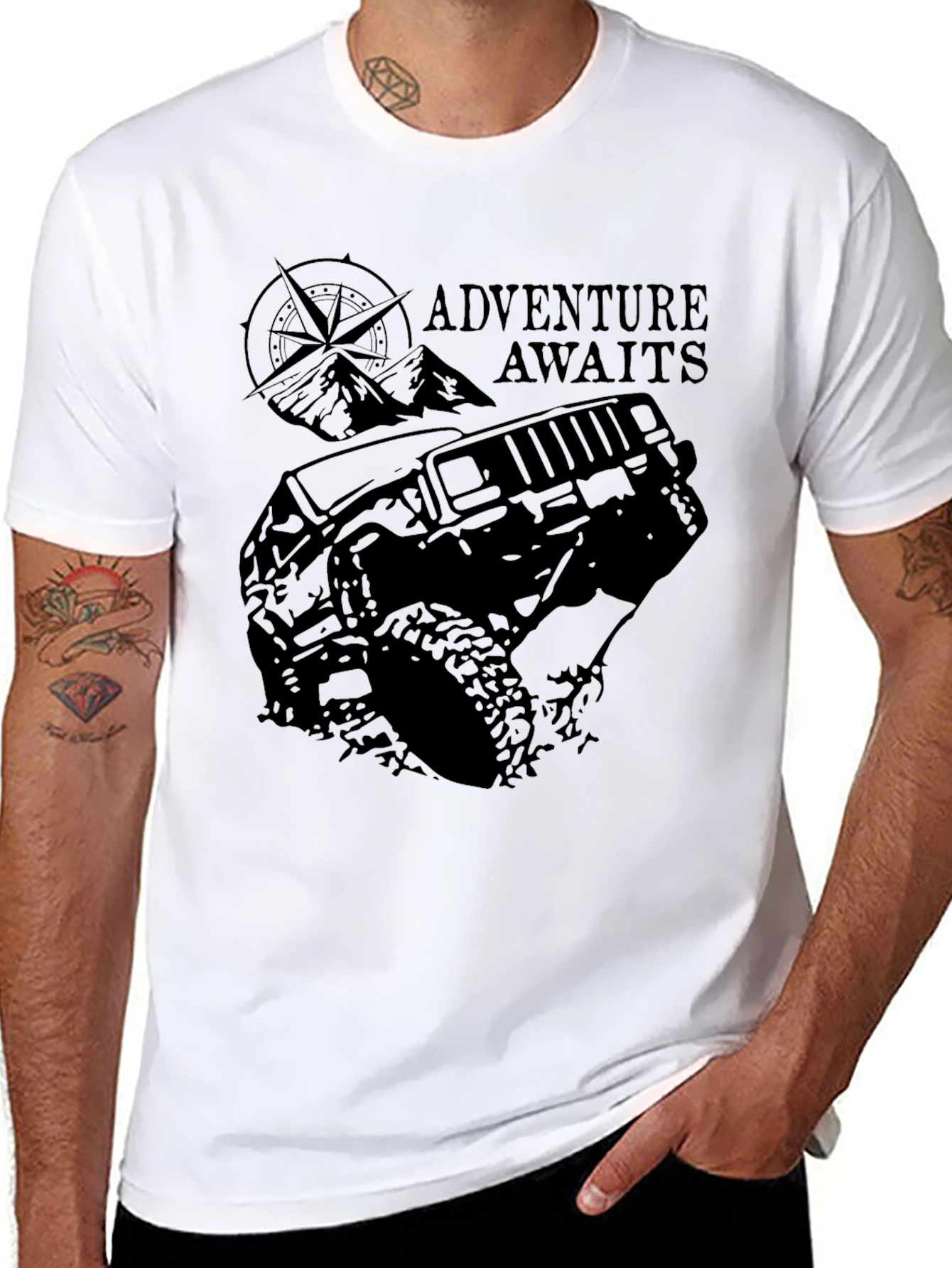 Adventure Awaits Black Graphic T-Shirt
