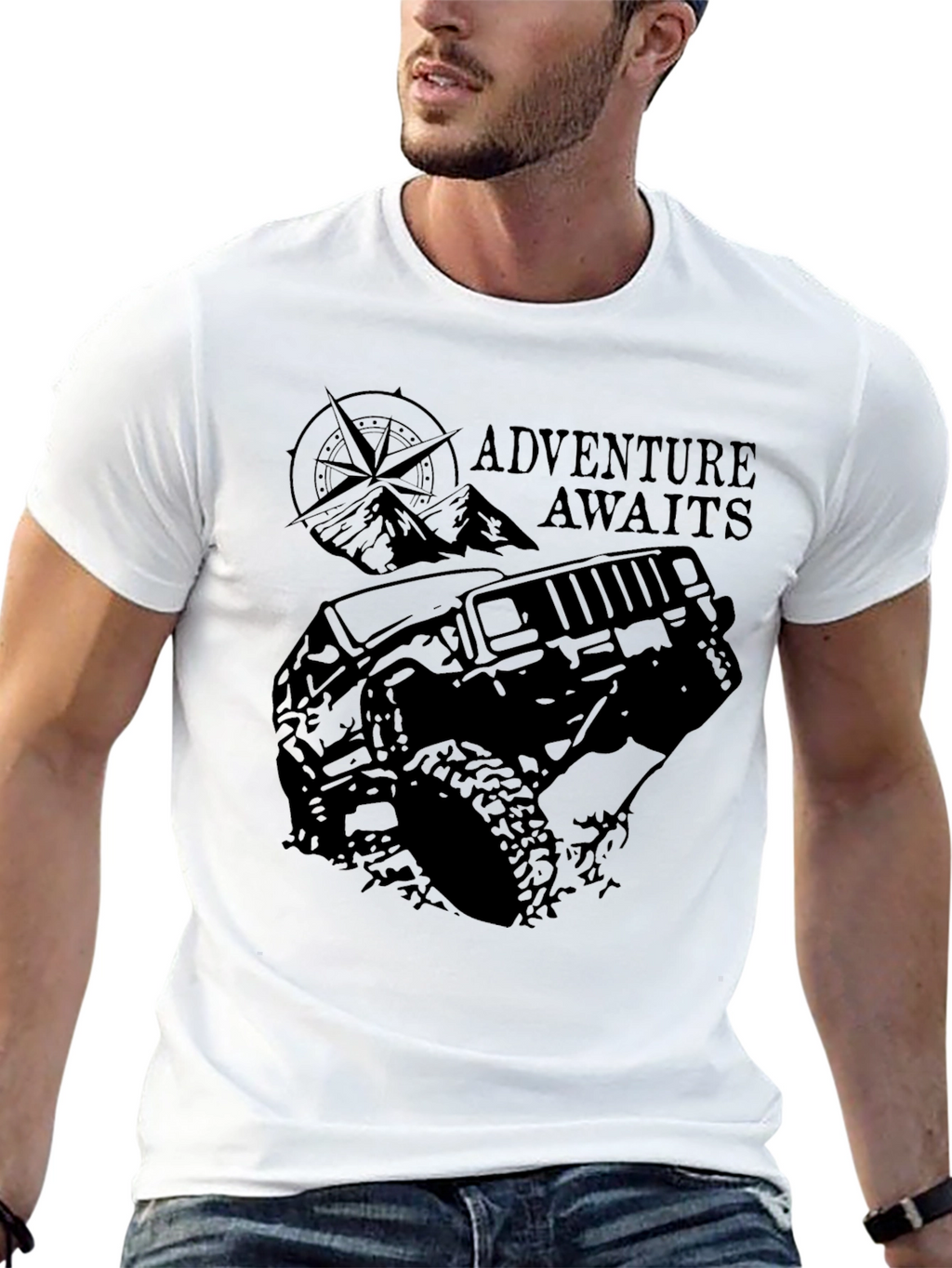 Adventure Awaits Black Graphic T-Shirt