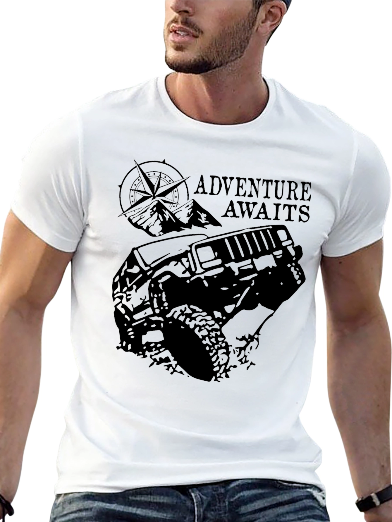 Adventure Awaits Black Graphic T-Shirt