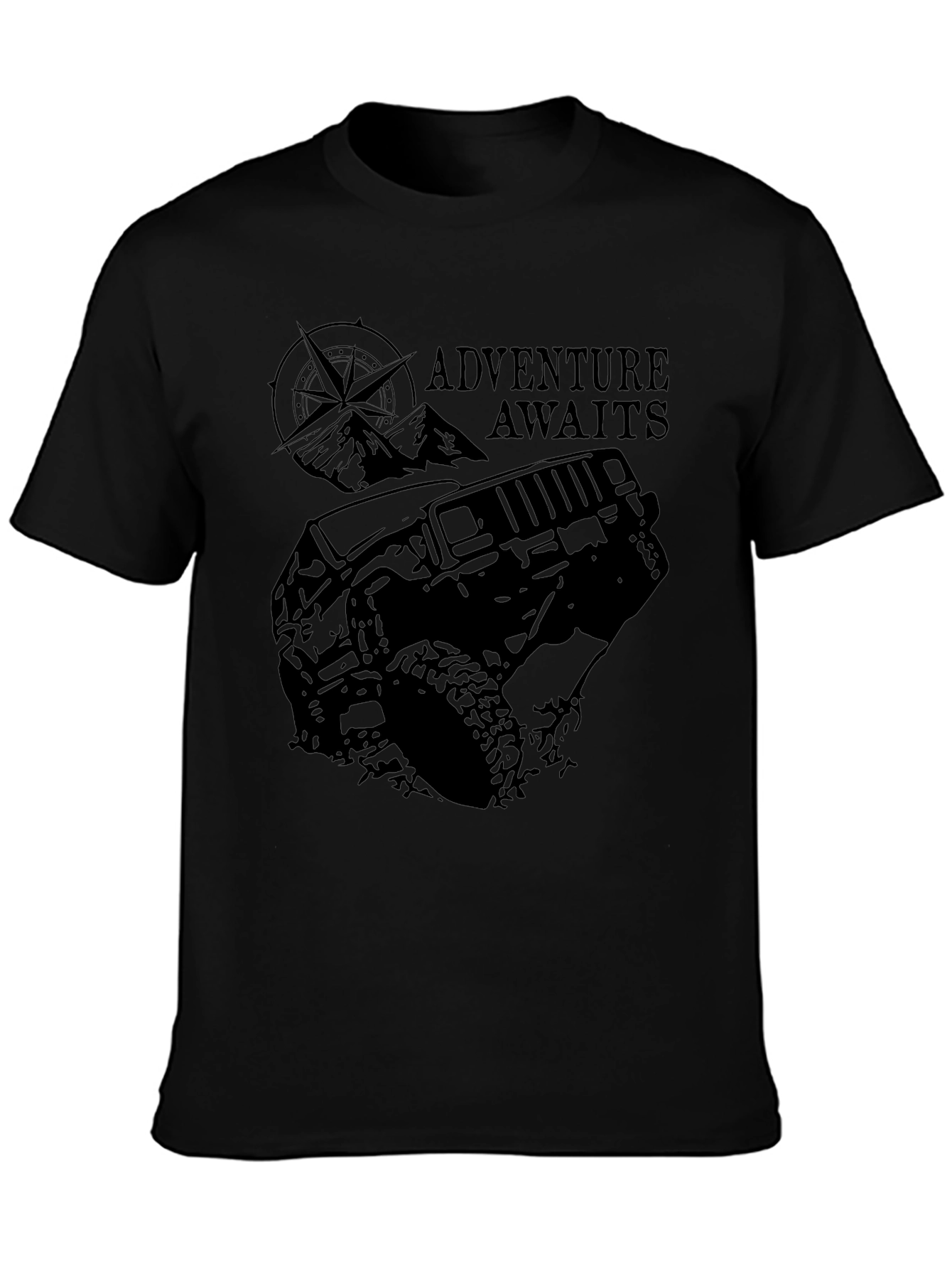Adventure Awaits Black Graphic T-Shirt