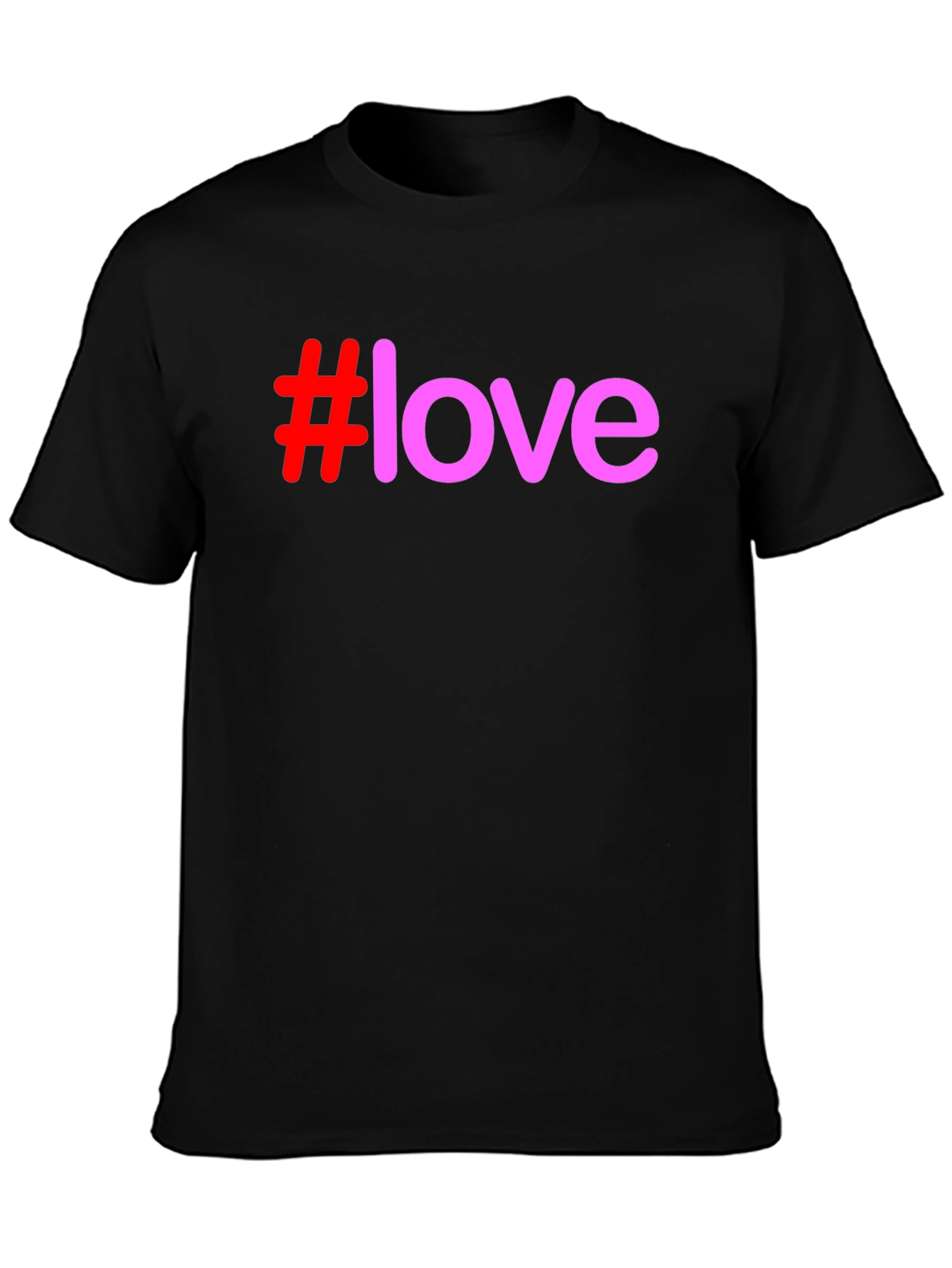 #Love Graphic Print T-Shirt - Casual Black Tee