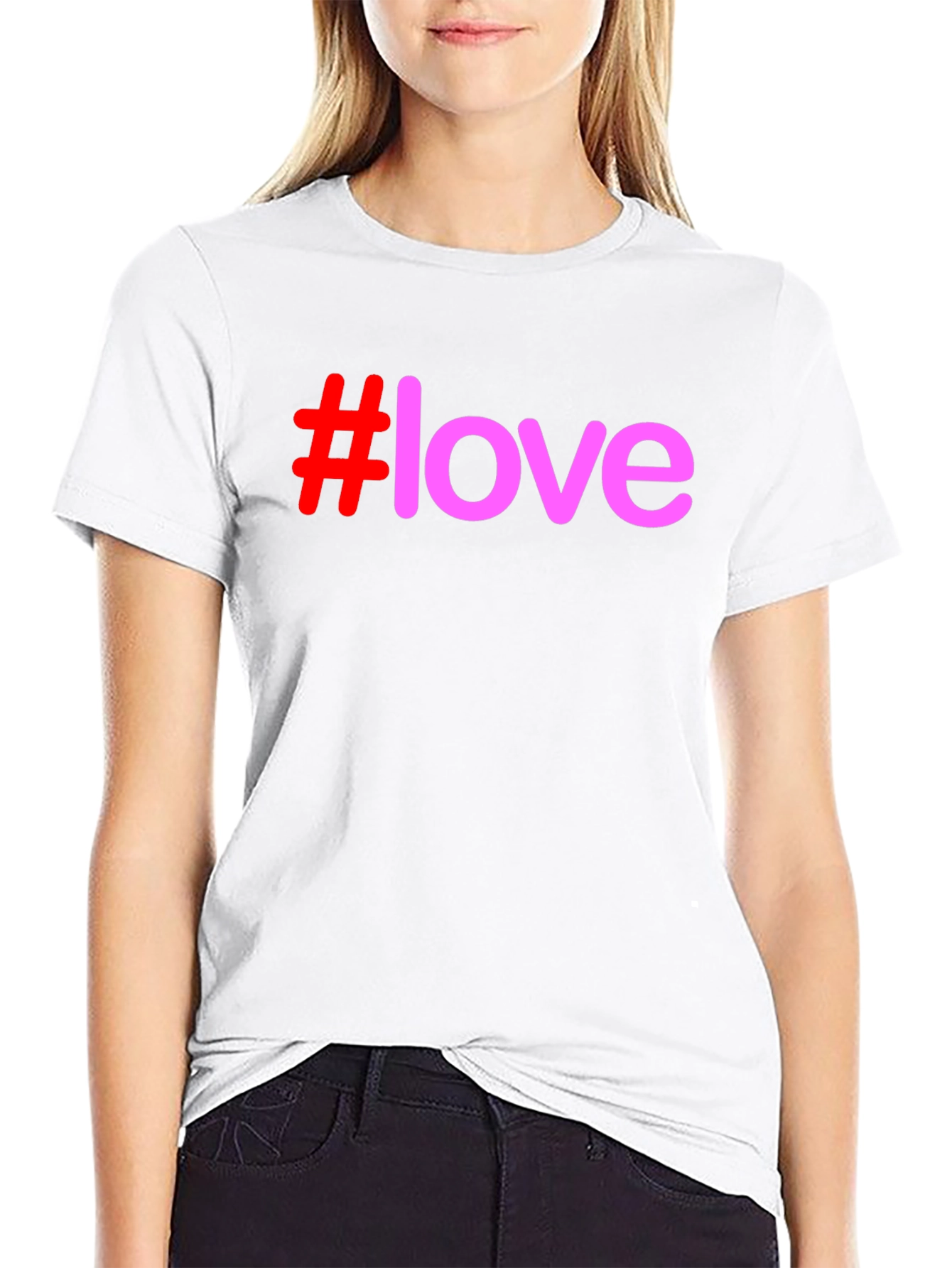 #Love Graphic Print T-Shirt - Casual Black Tee