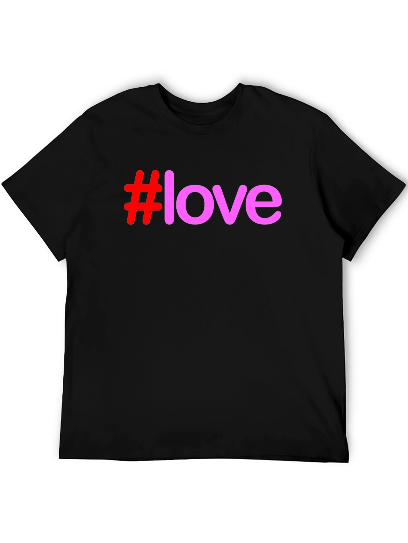 #Love Graphic Print T-Shirt - Casual Black Tee