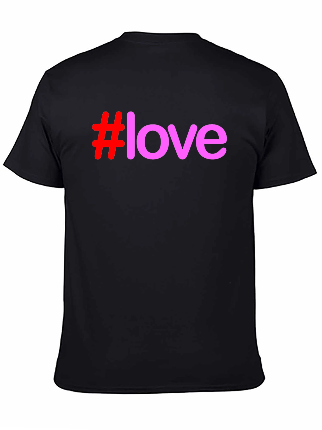 #Love Graphic Print T-Shirt - Casual Black Tee