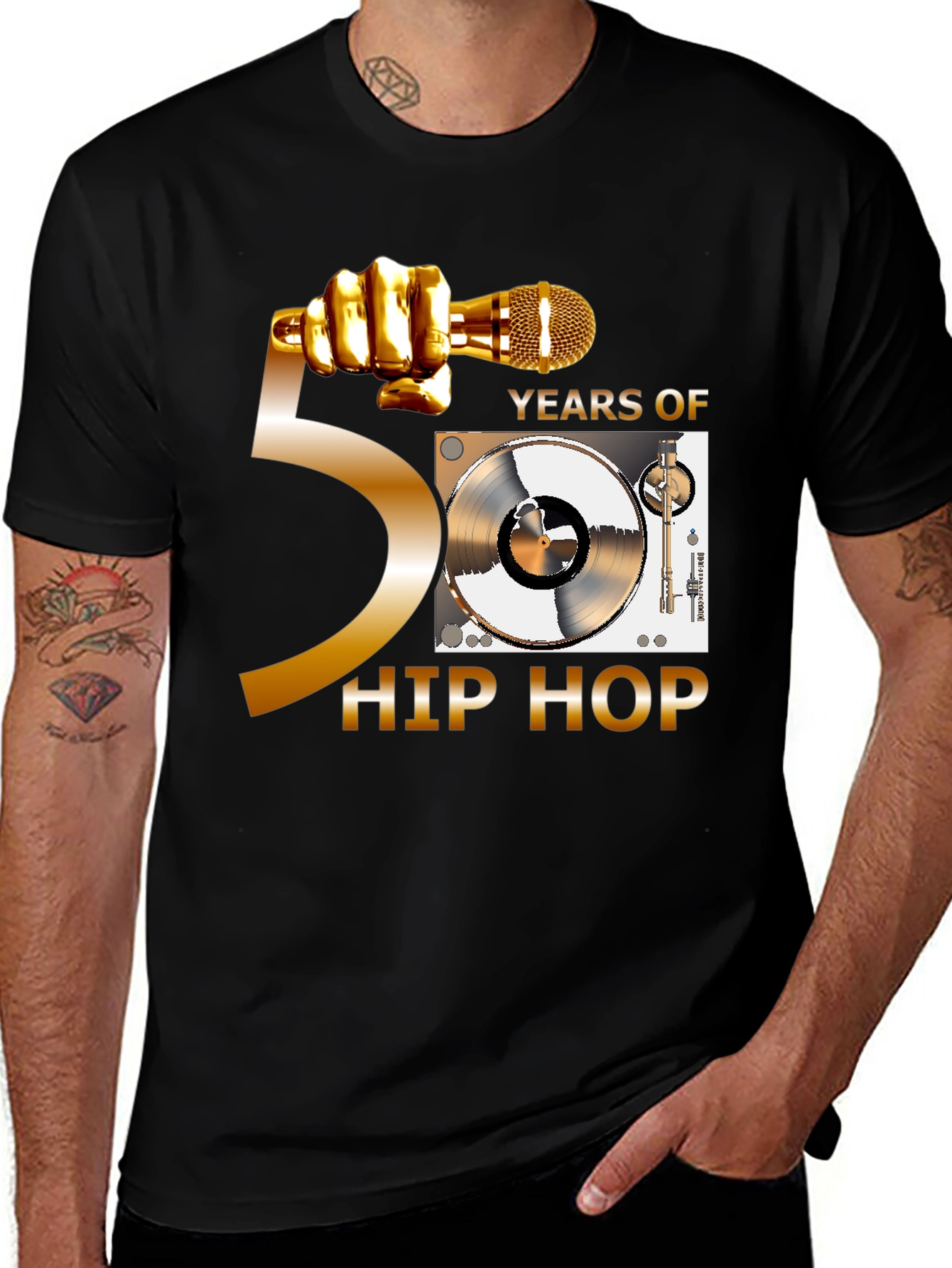 50 Years of Hip Hop Black T-Shirt