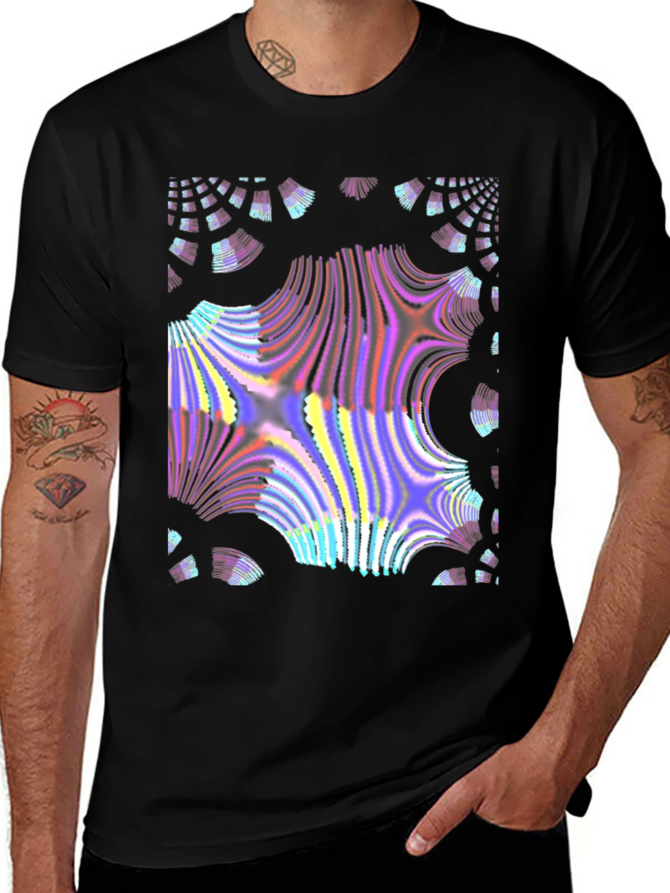 Abstract Fractal Design Black T-Shirt