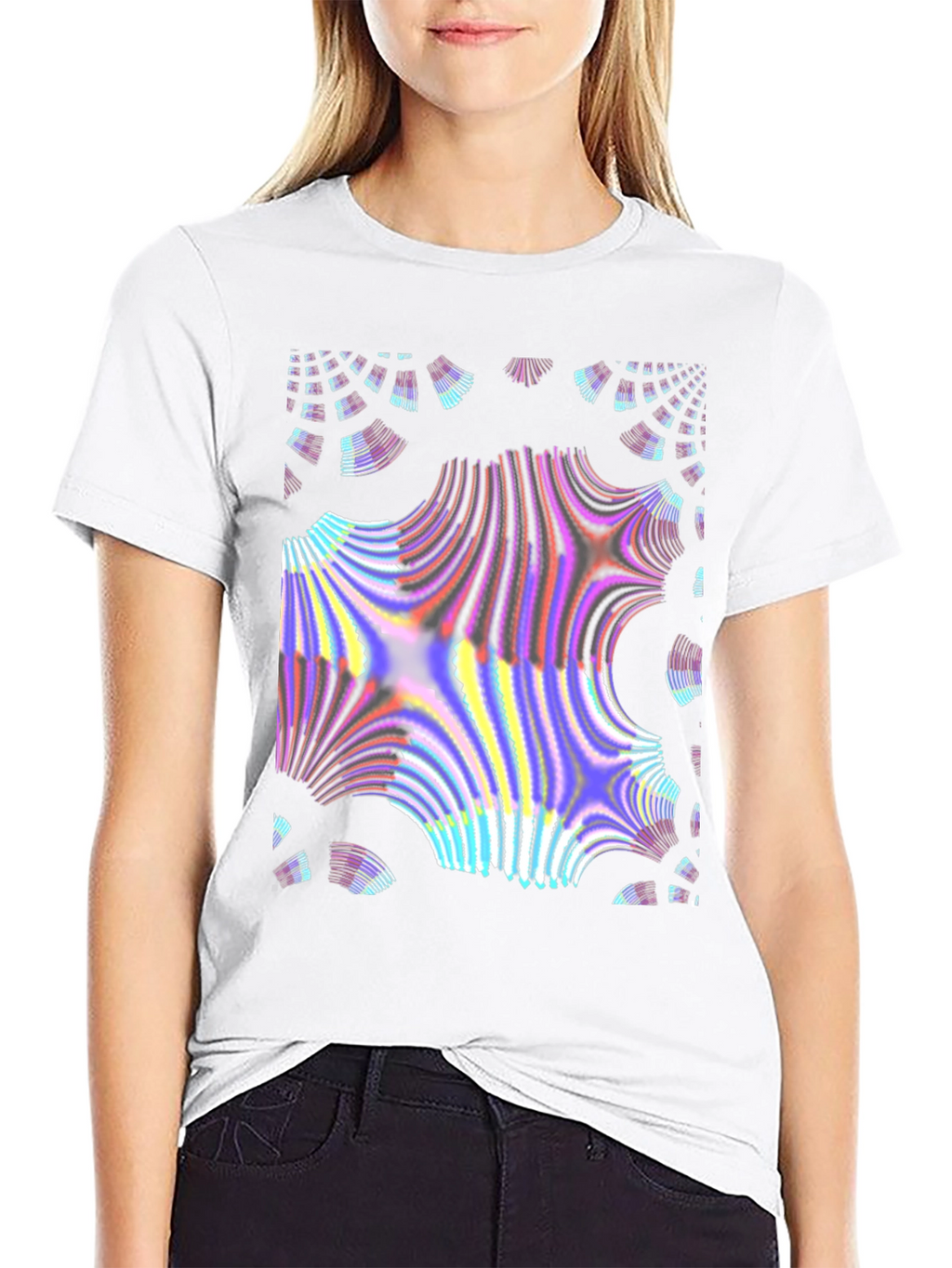 Abstract Fractal Design Black T-Shirt