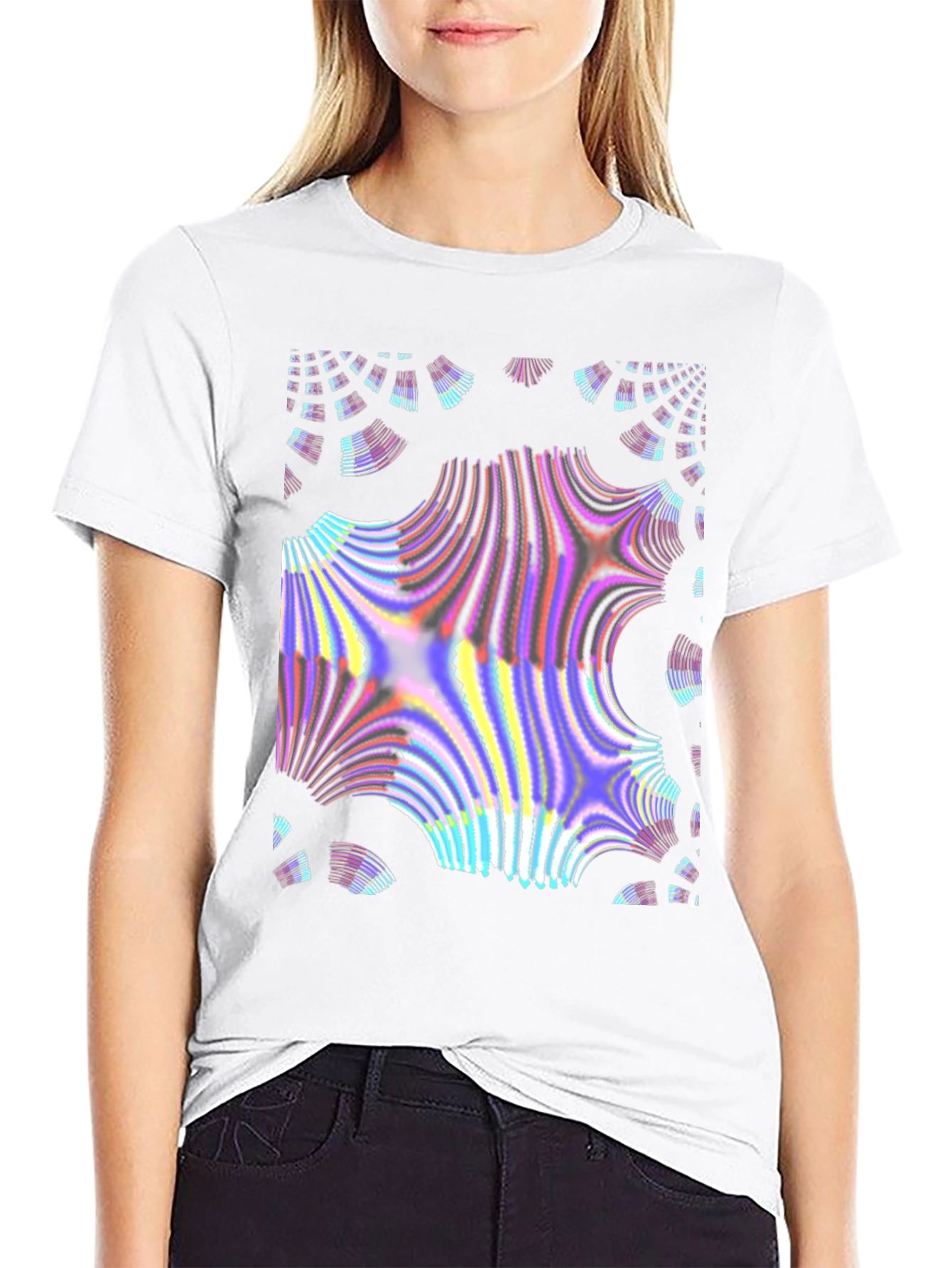 Abstract Fractal Design Black T-Shirt