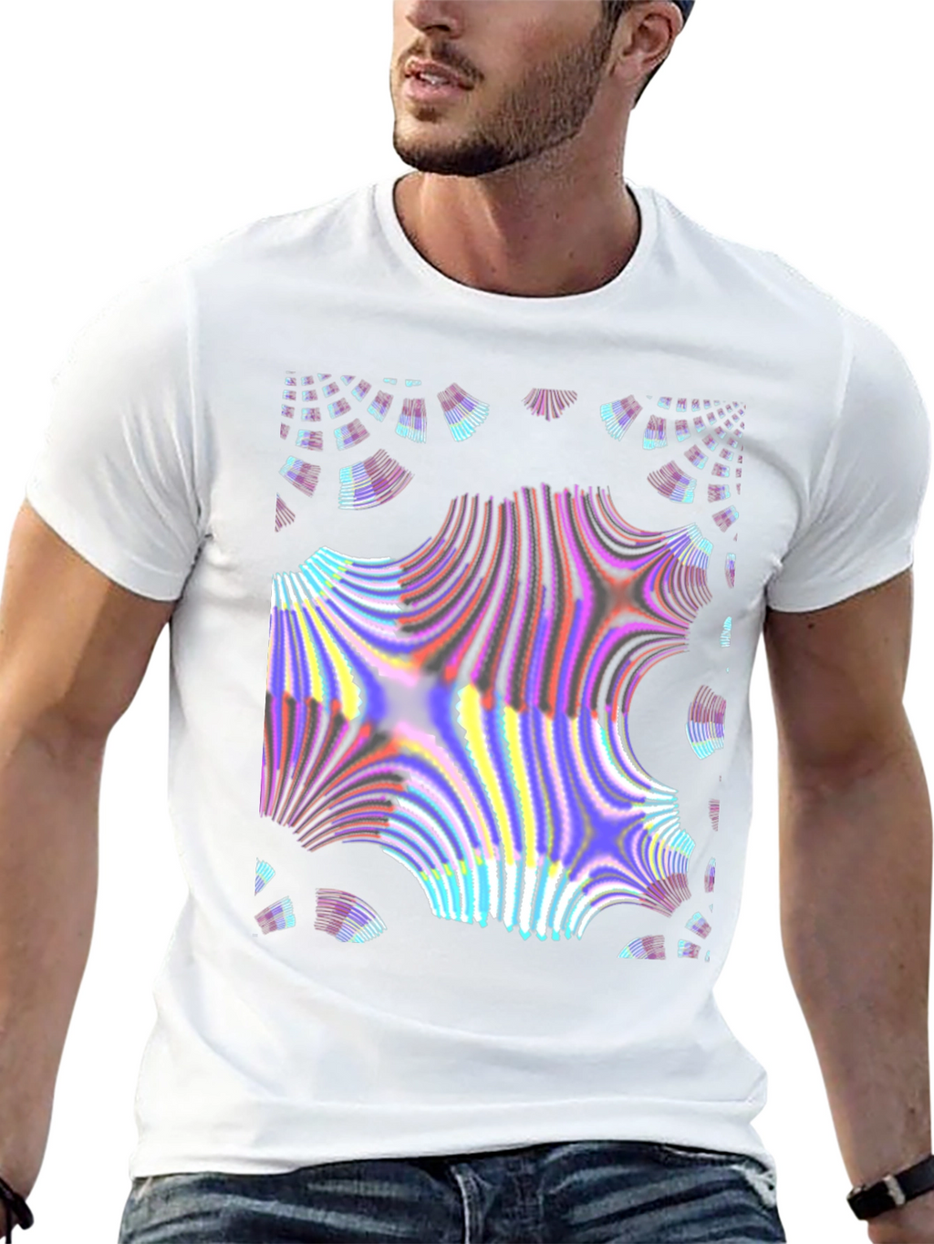 Abstract Fractal Design Black T-Shirt