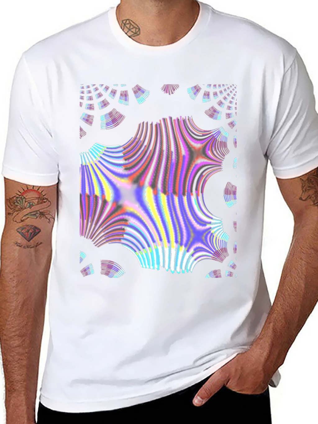 Abstract Fractal Design Black T-Shirt