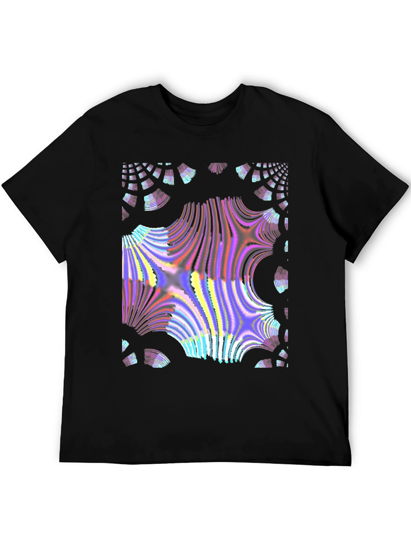 Abstract Fractal Design Black T-Shirt