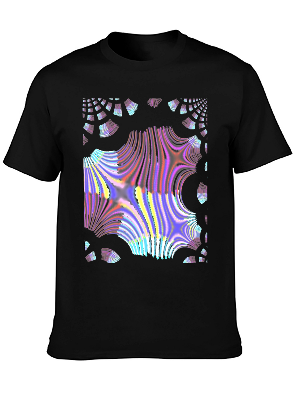 Abstract Fractal Design Black T-Shirt