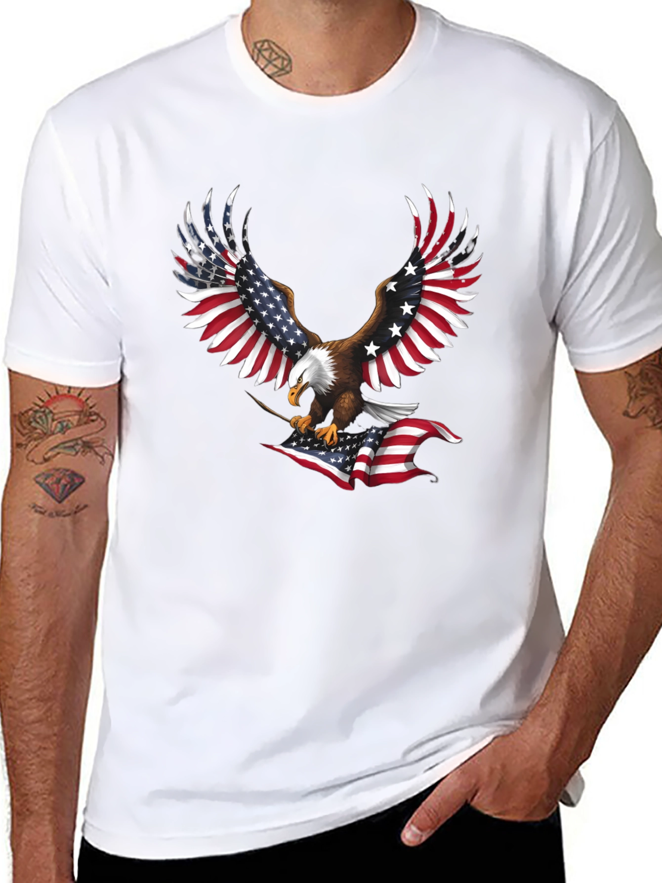 American Eagle USA Flag Patriotic T-Shirt