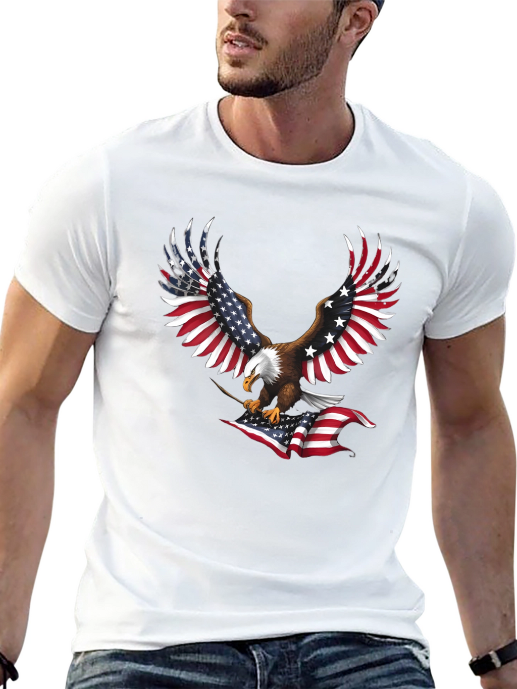 American Eagle USA Flag Patriotic T-Shirt