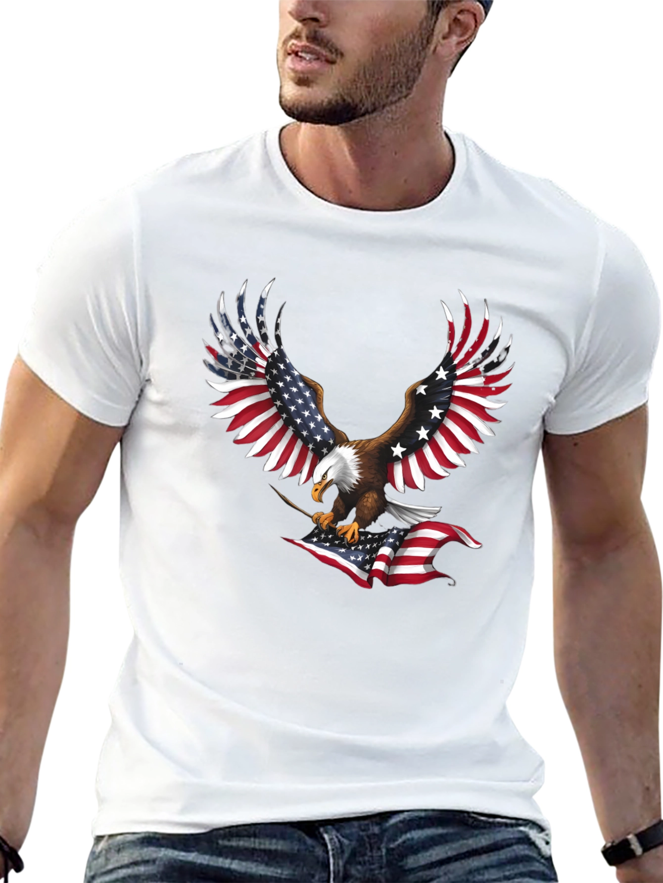 American Eagle USA Flag Patriotic T-Shirt
