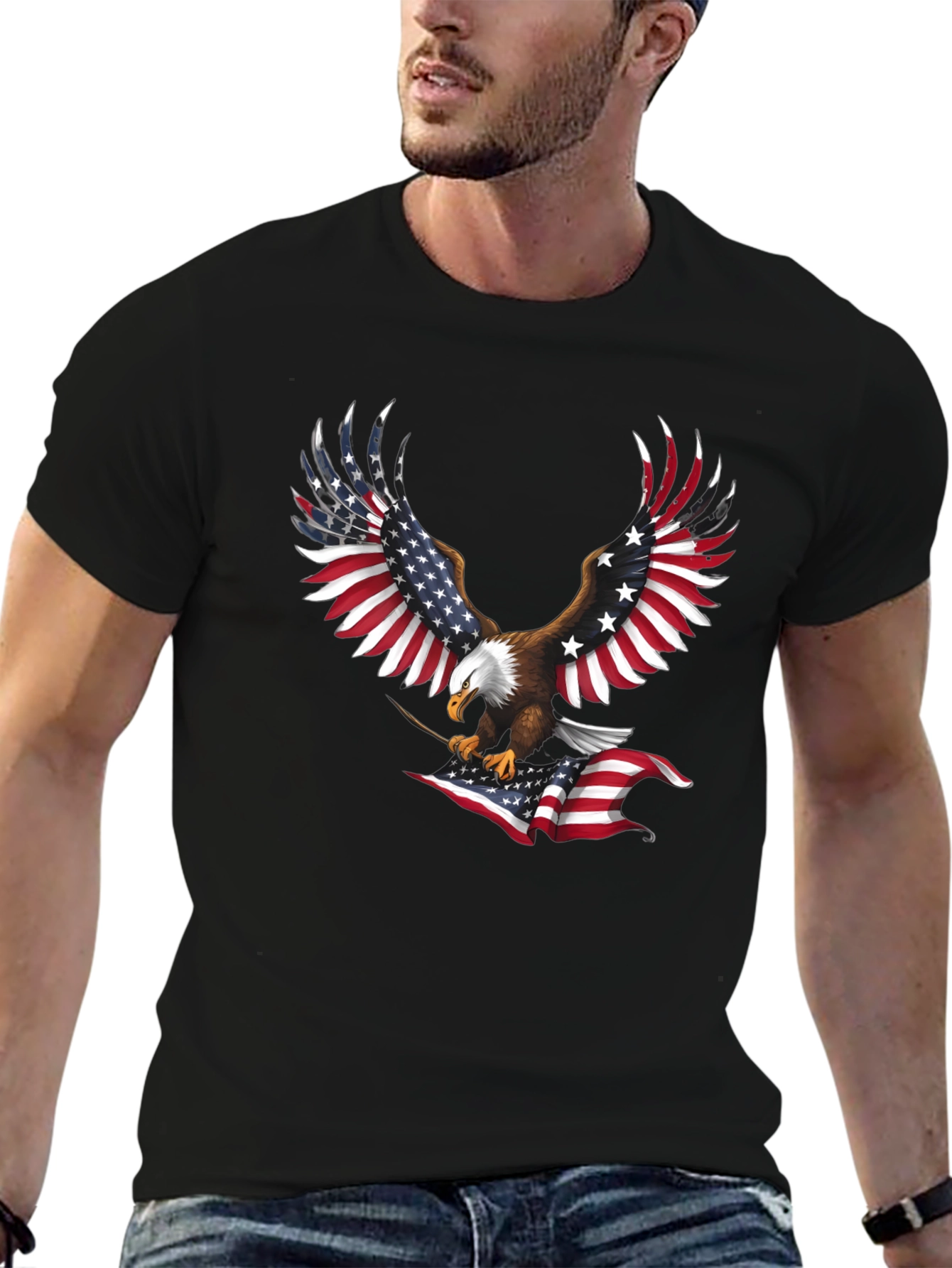 American Eagle USA Flag Patriotic T-Shirt