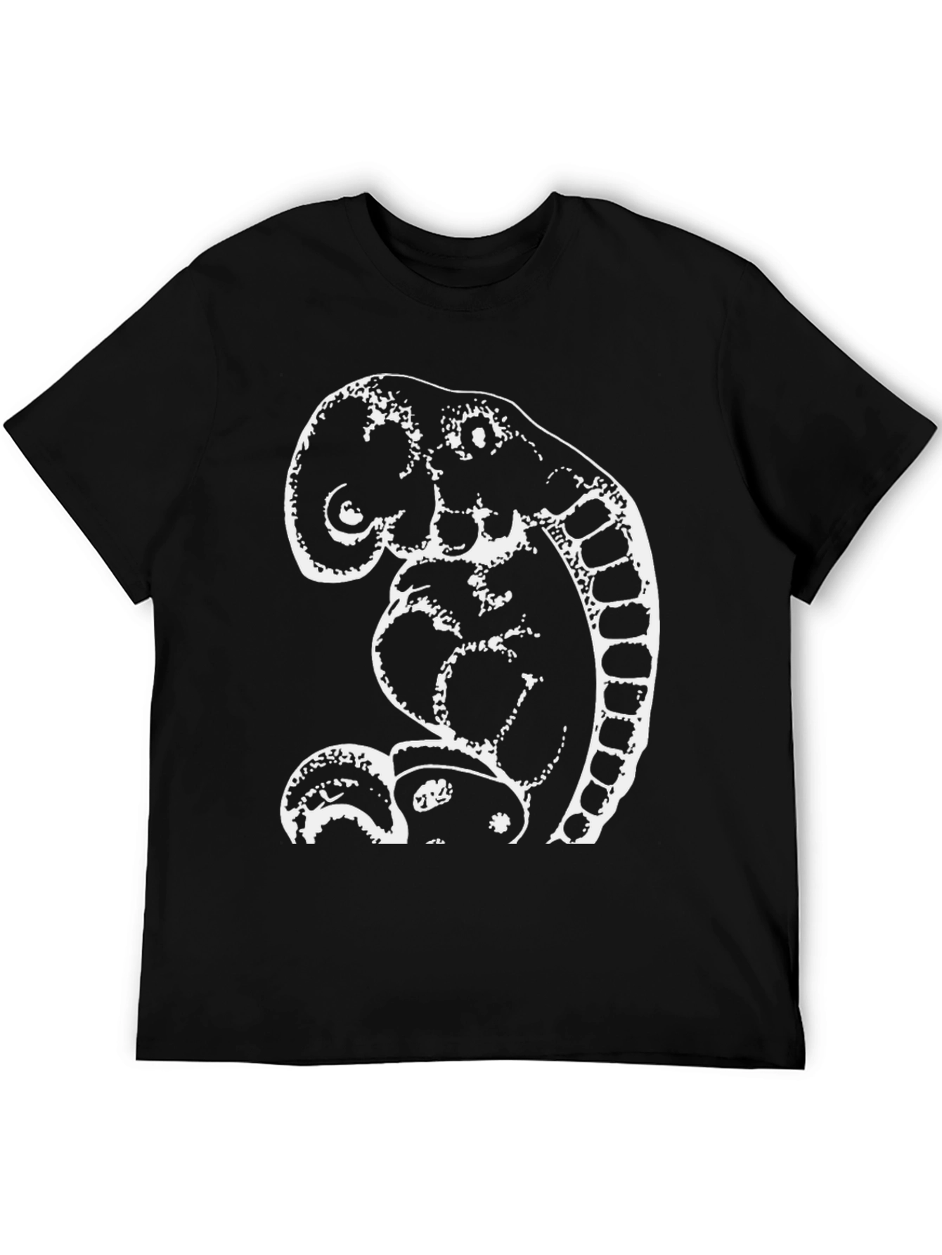 Abstract Elephant Graphic Tee - Black Cotton Shirt