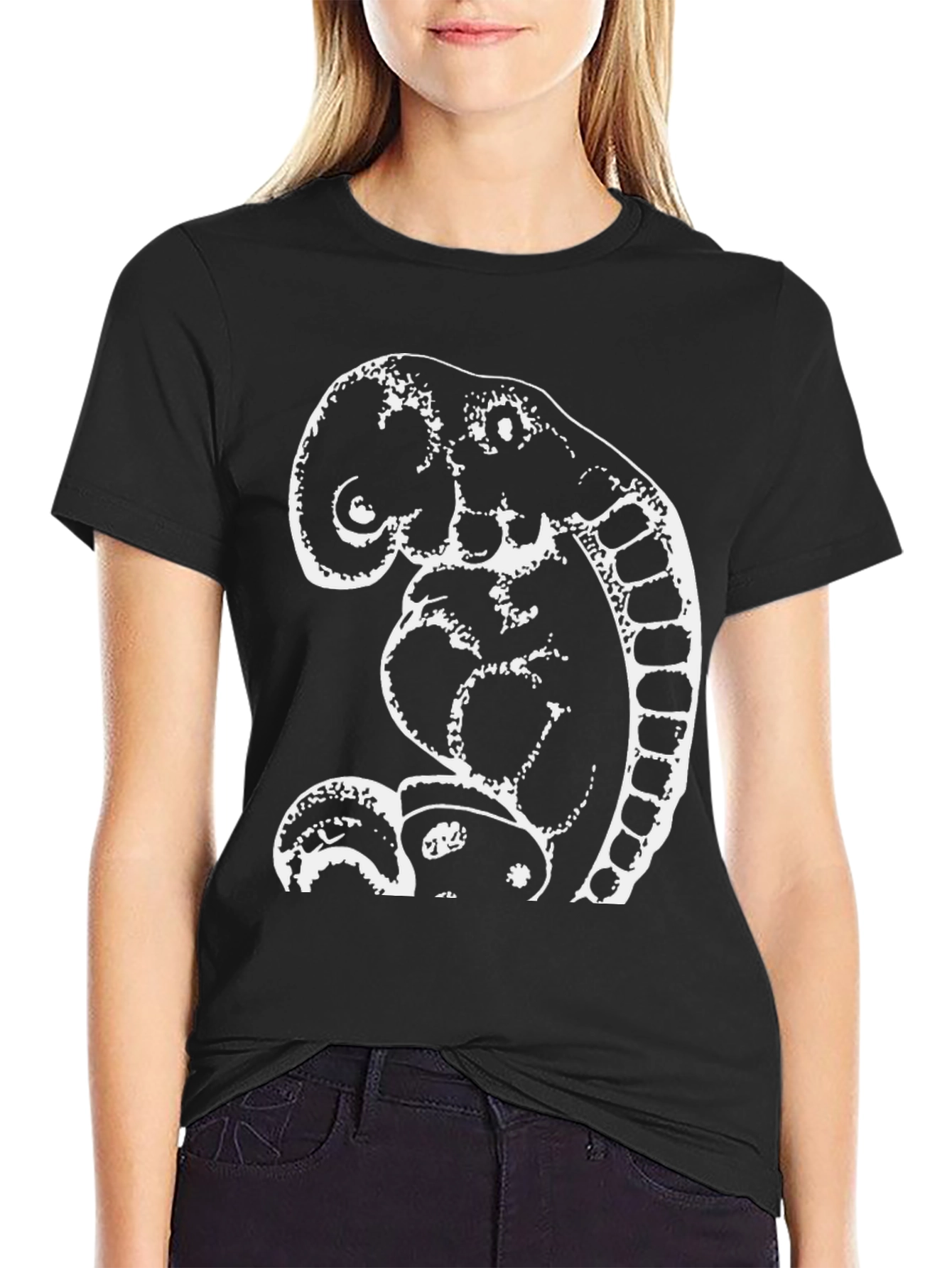 Abstract Elephant Graphic Tee - Black Cotton Shirt