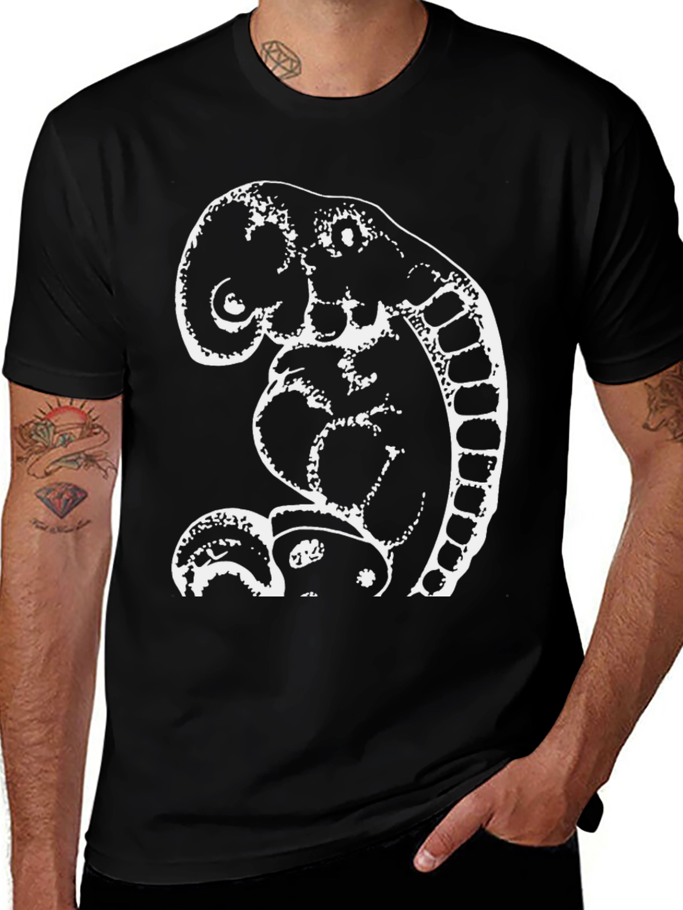 Abstract Elephant Graphic Tee - Black Cotton Shirt