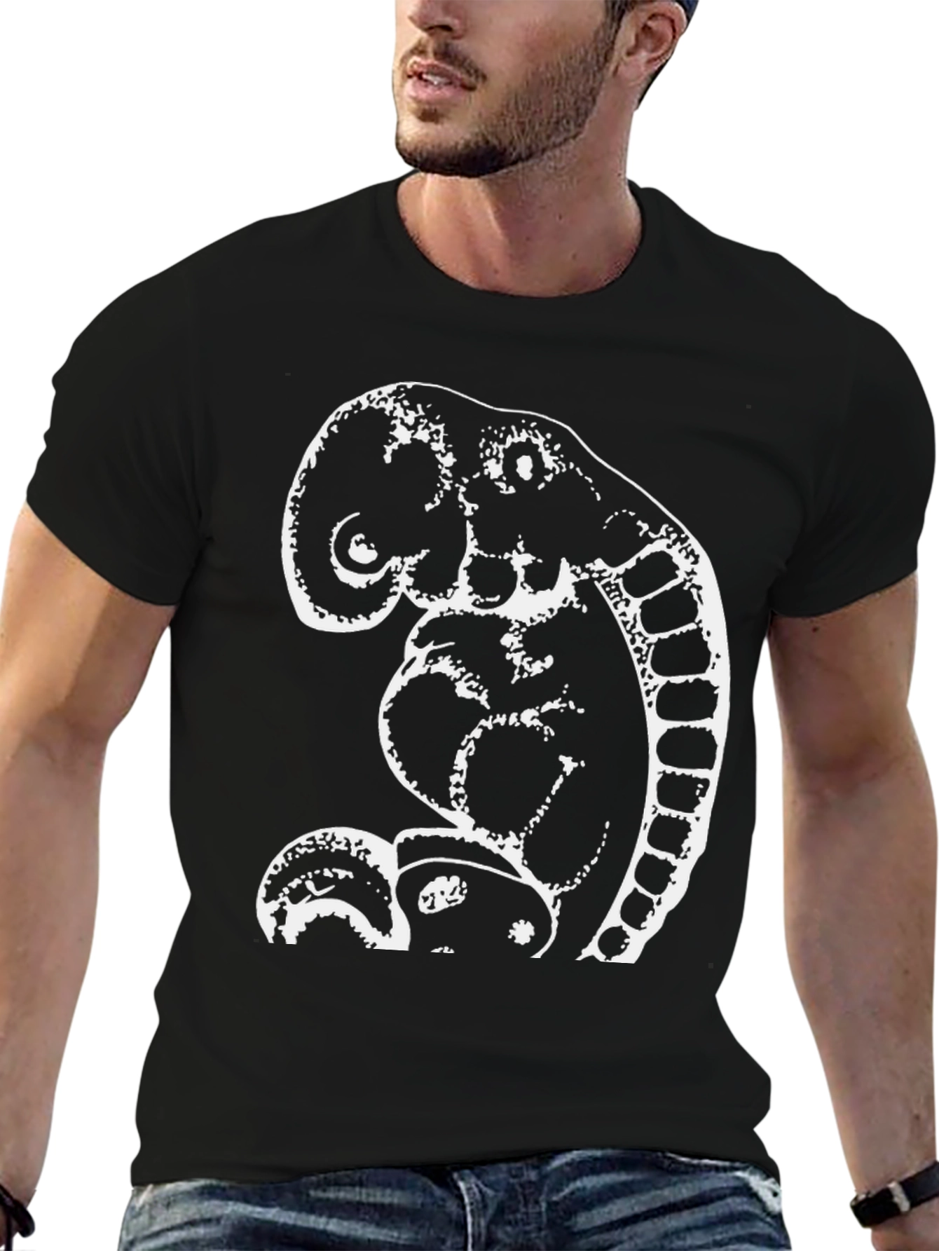 Abstract Elephant Graphic Tee - Black Cotton Shirt
