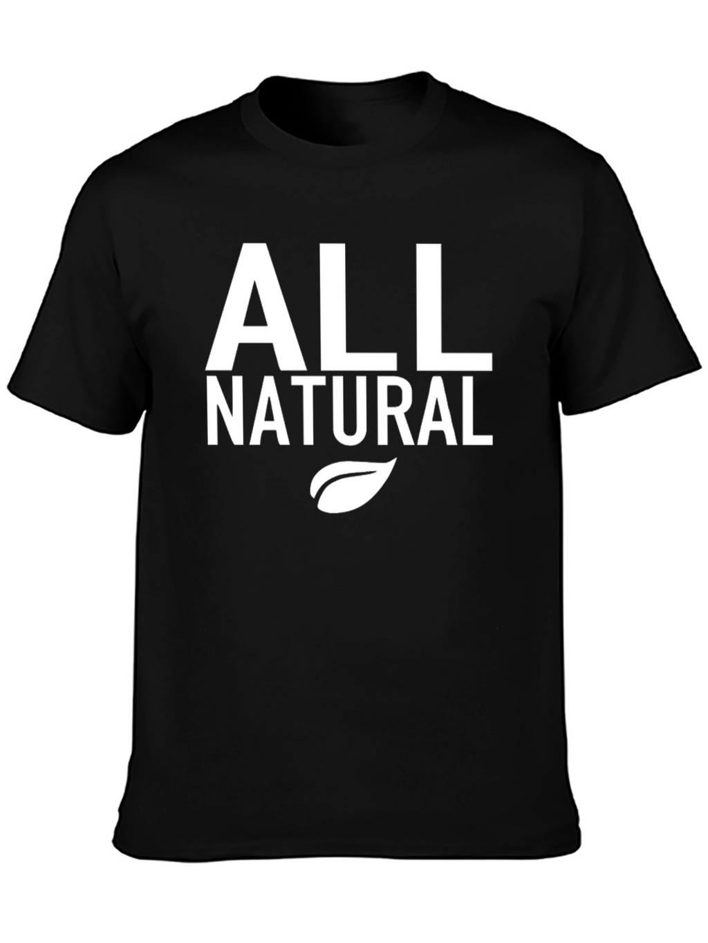 All Natural Black T-Shirt with Leaf Design