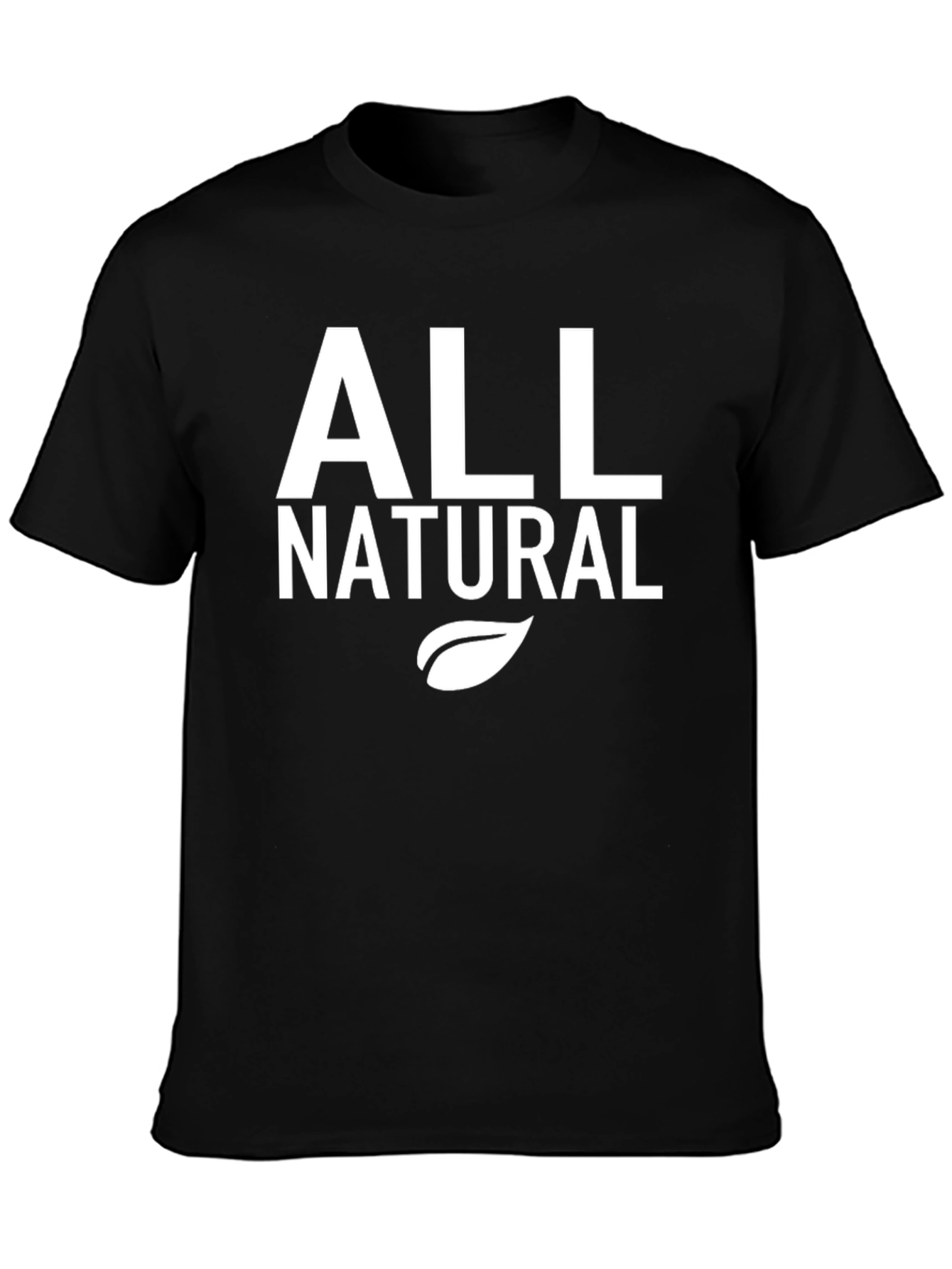 All Natural Black T-Shirt with Leaf Design